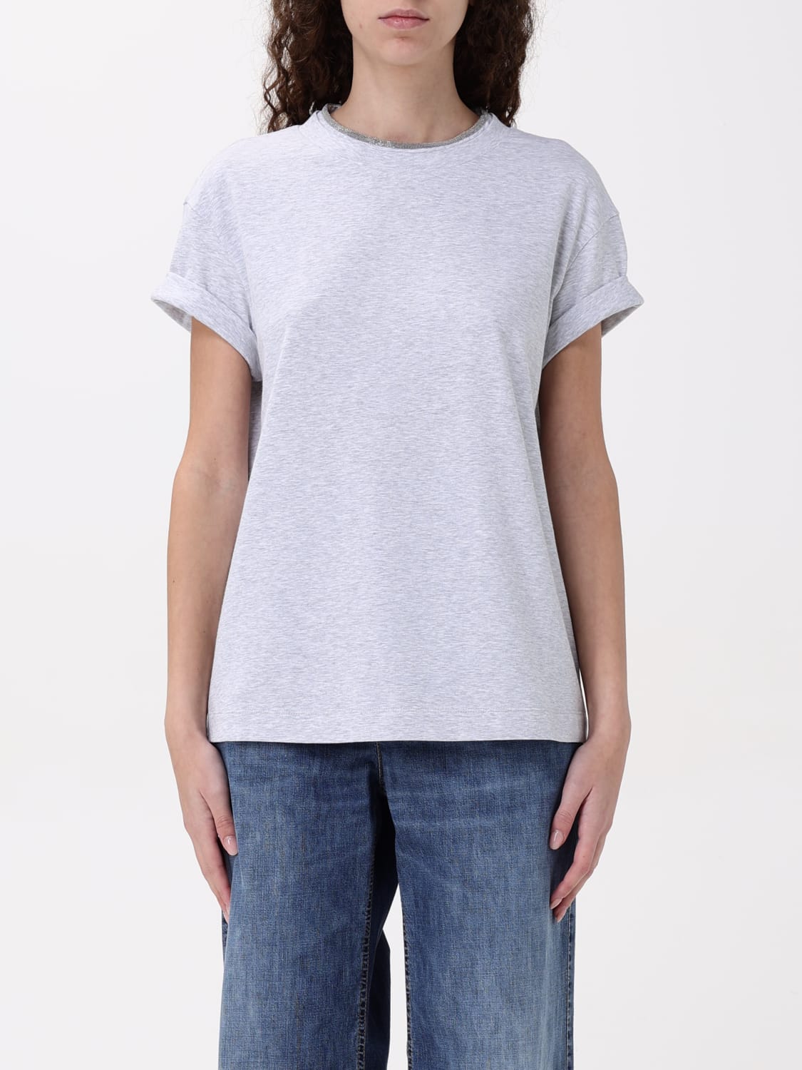 BRUNELLO CUCINELLI T-SHIRT: T-shirt woman Brunello Cucinelli, Grey - Img 1