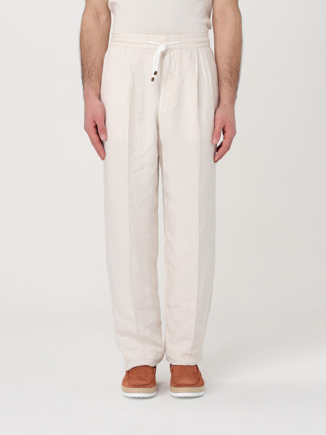 パンツ BRUNELLO CUCINELLI PANTS (M0H81P5972 C1713) Brunello Cucinelli - Gray Striped Drawstring Pant