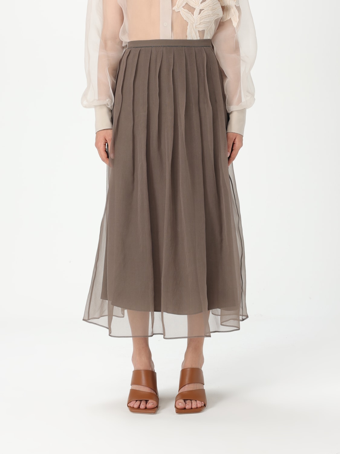 BRUNELLO CUCINELLI: Skirt woman - Brown | Brunello Cucinelli