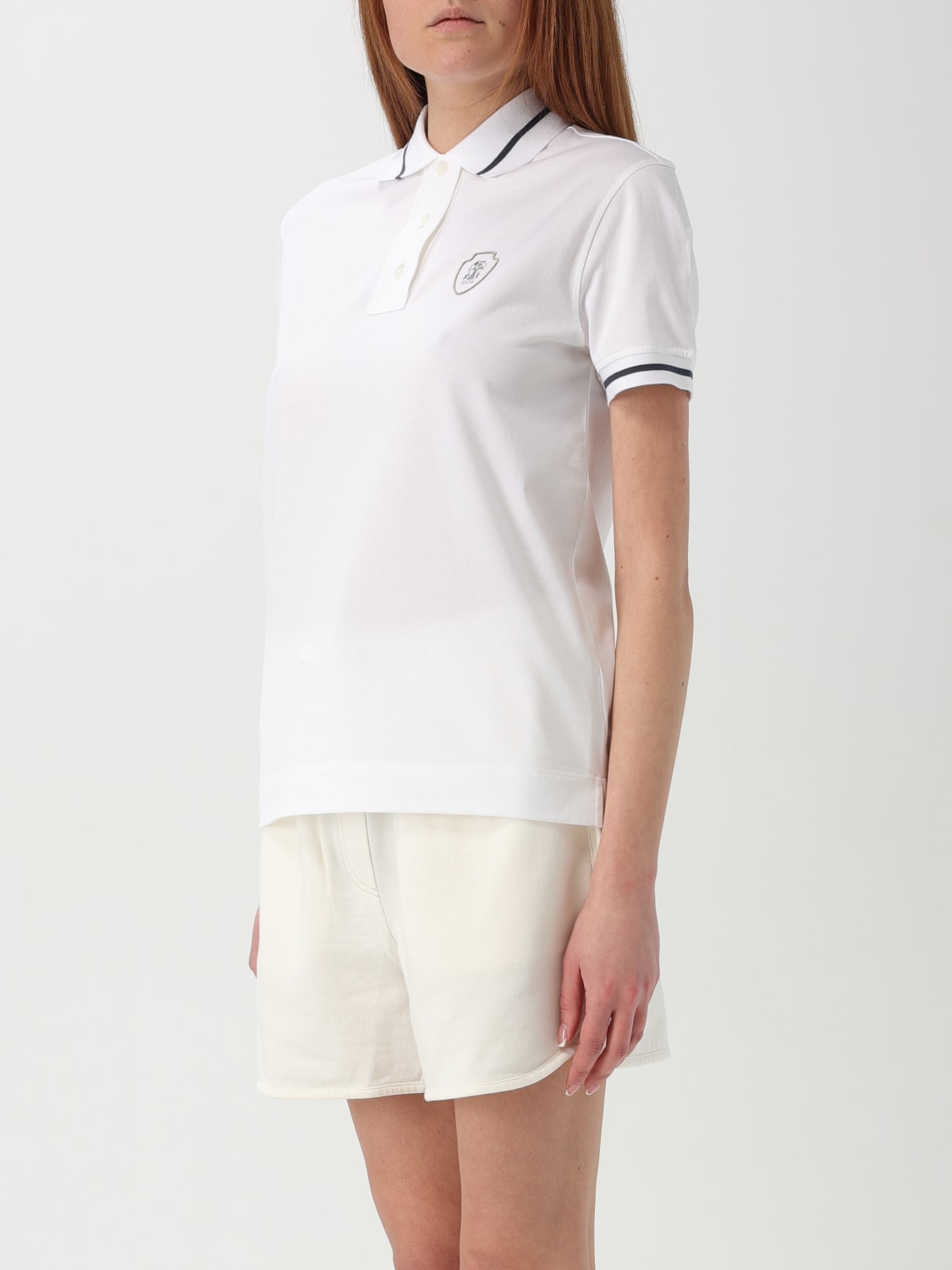 Tシャツ・カットソー BRUNELLO CUCINELLI Women Tops M0TC8BI410 C159 White T-shirt with monili for Woman in White | Brunello Cucinelli