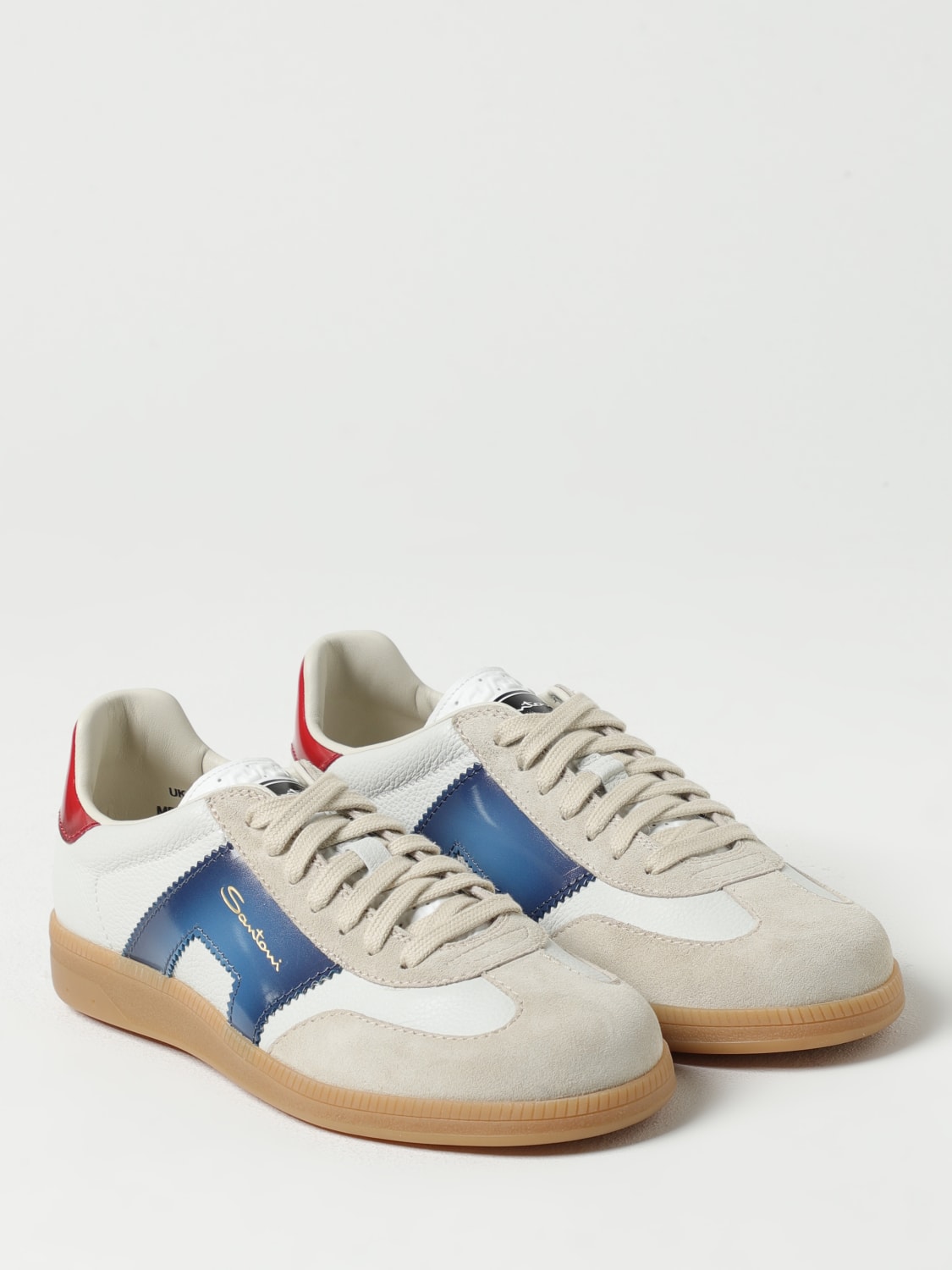 SANTONI SNEAKERS: Sneakers Santoni in pelle , Bianco - Img 2