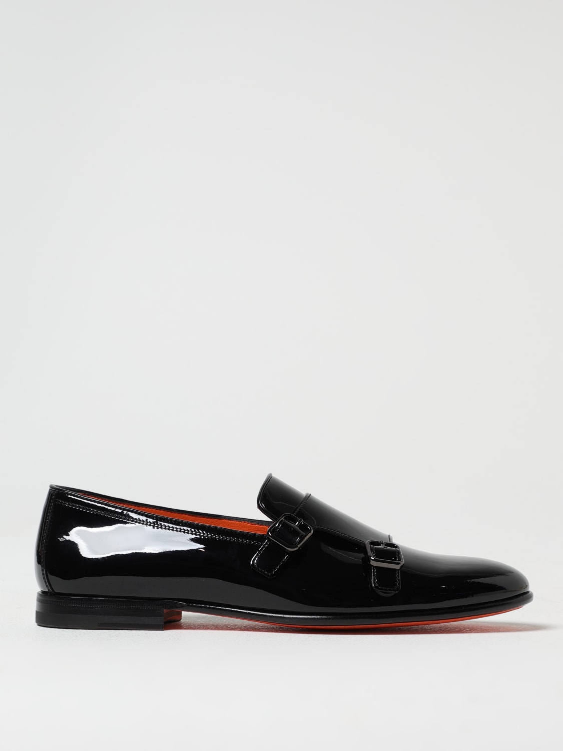 SANTONI SCARPE STRINGATE: Monk Strap Santoni in pelle verniciata , Nero - Img 1
