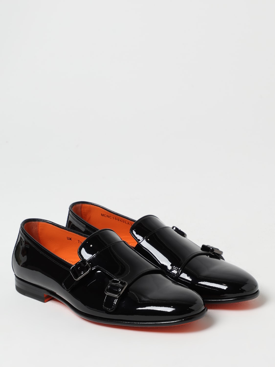 SANTONI SCARPE STRINGATE: Monk Strap Santoni in pelle verniciata , Nero - Img 2