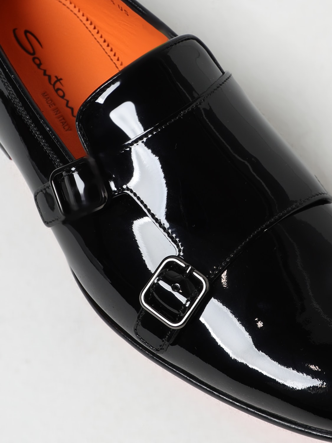 SANTONI SCARPE STRINGATE: Monk Strap Santoni in pelle verniciata , Nero - Img 4