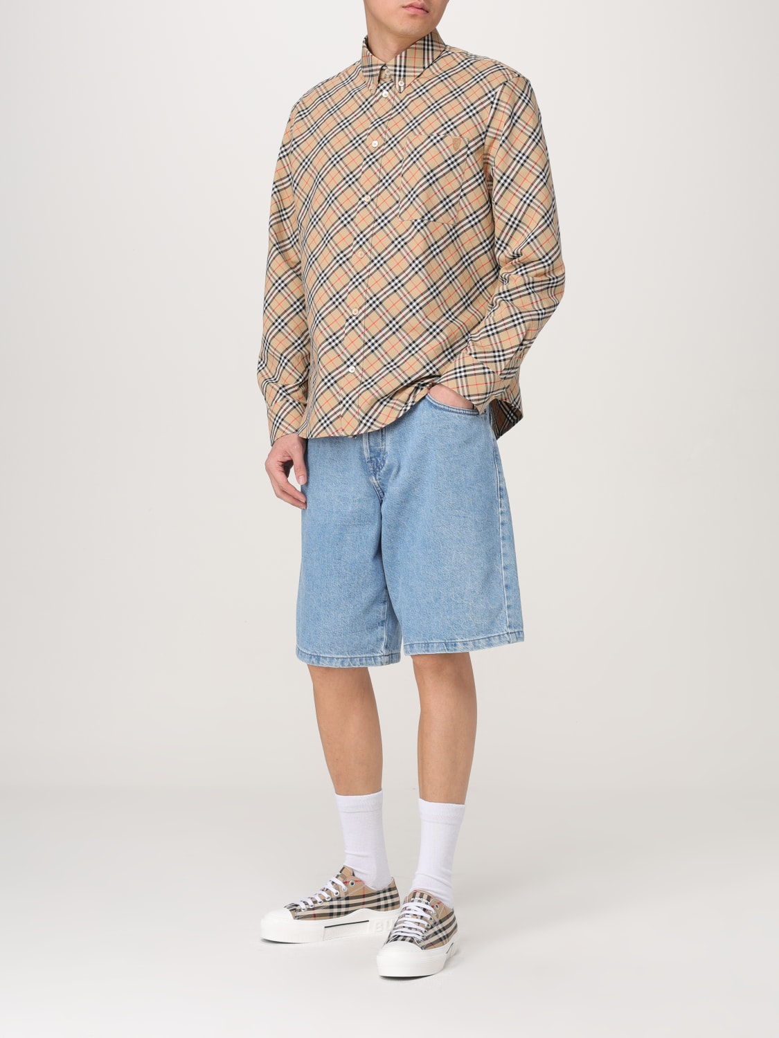 Tシャツ・カットソー Burberry SS25 Check shirt (8104072 SANDIPCHECK) BURBERRY: Shirt men - Sand | Burberry shirt 8104072 online