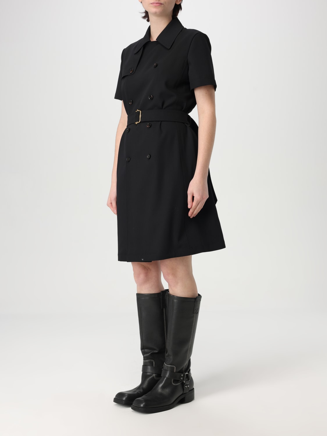 ワンピース BURBERRY Woman Dress Black 8104937 Wool Trench Dress in Black - Women | Burberry® Official