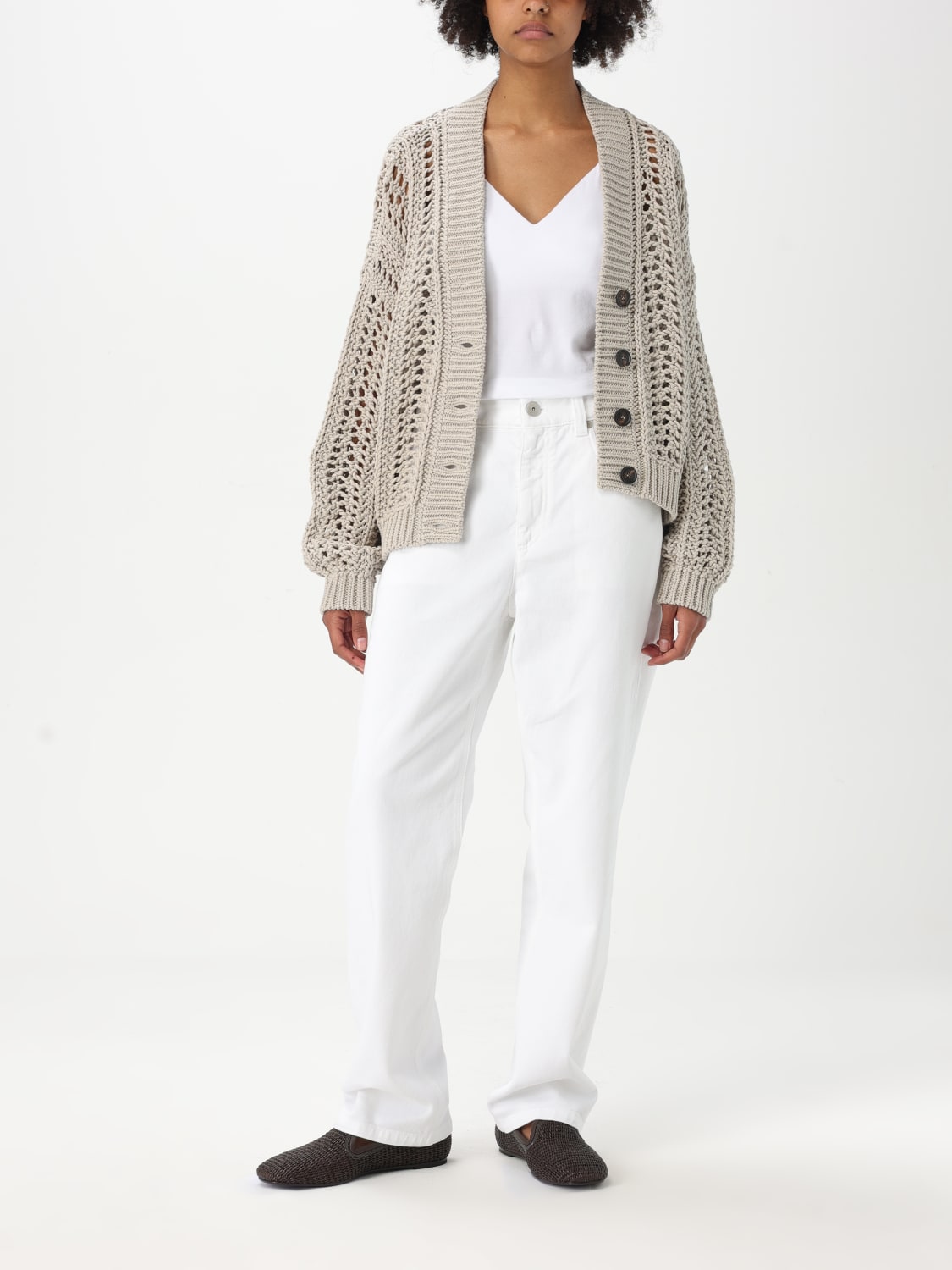 BRUNELLO CUCINELLI 　カーディガン　Mサイズ Brunello Cucinelli - Solid Gray Cashmere Zip Cardigan