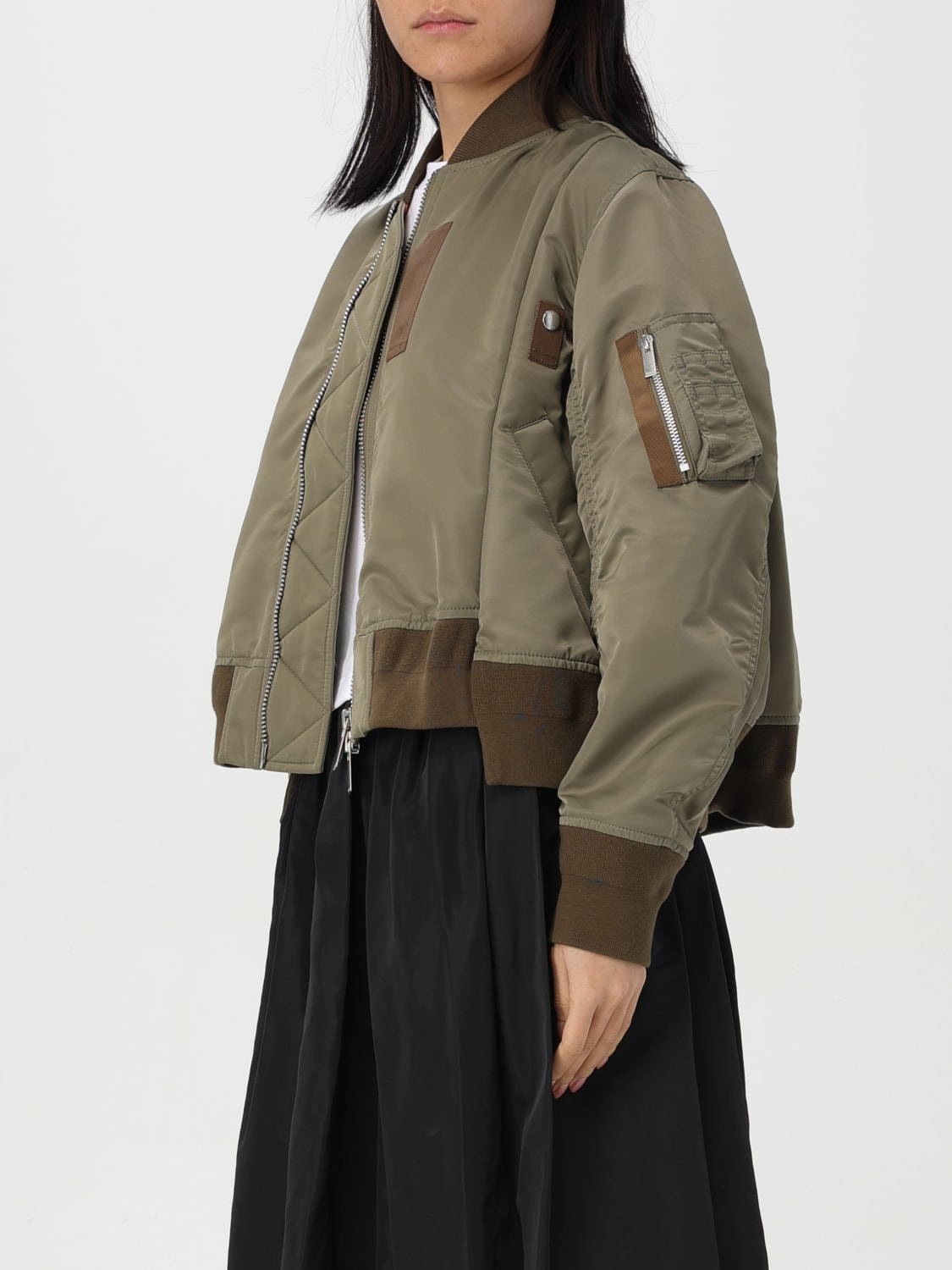 Sacai: Women's Nylon Twill Blouson (Beige) | DSMNY E-SHOP