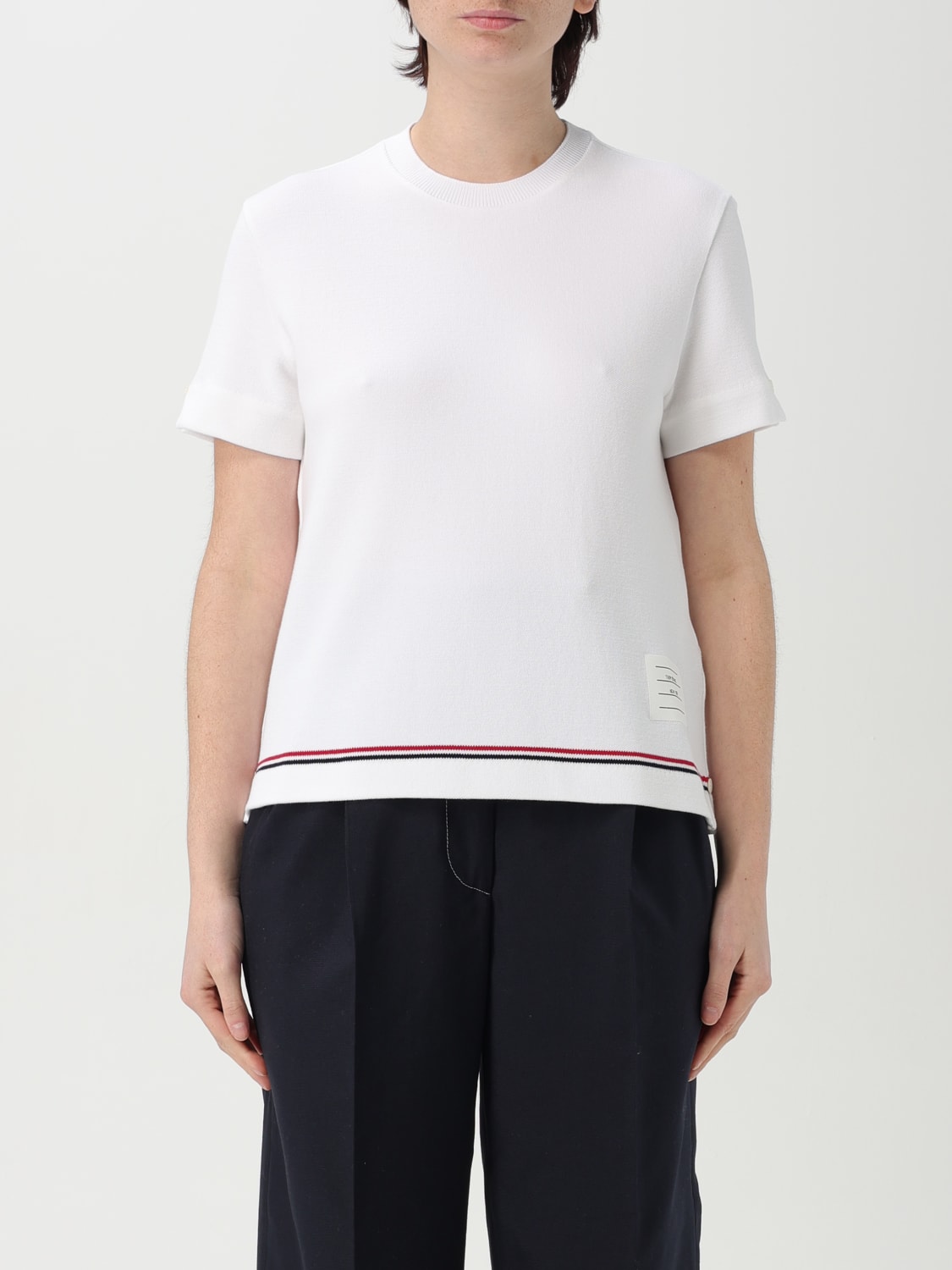 Tシャツ・カットソー THOM BROWNE Woman T-Shirt White FJS193AJ0185 100 THOM BROWNE: T-shirt woman - White | Thom Browne t-shirt