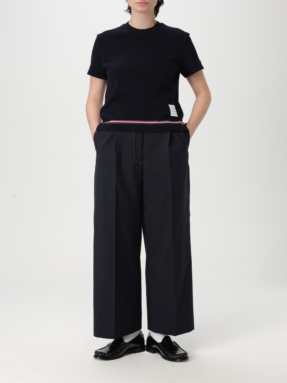 Tシャツ・カットソー THOM BROWNE Woman T-Shirt Blue FJS193AJ0185 415 THOM BROWNE: T-shirt woman - Blue | Thom Browne t-shirt