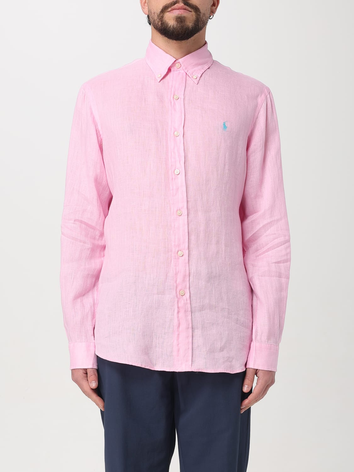 Tシャツ・カットソー Ralph Lauren SS25 Pink linen shirt (710966294 009) Linen shirt POLO RALPH LAUREN | Custom fit | color Pink
