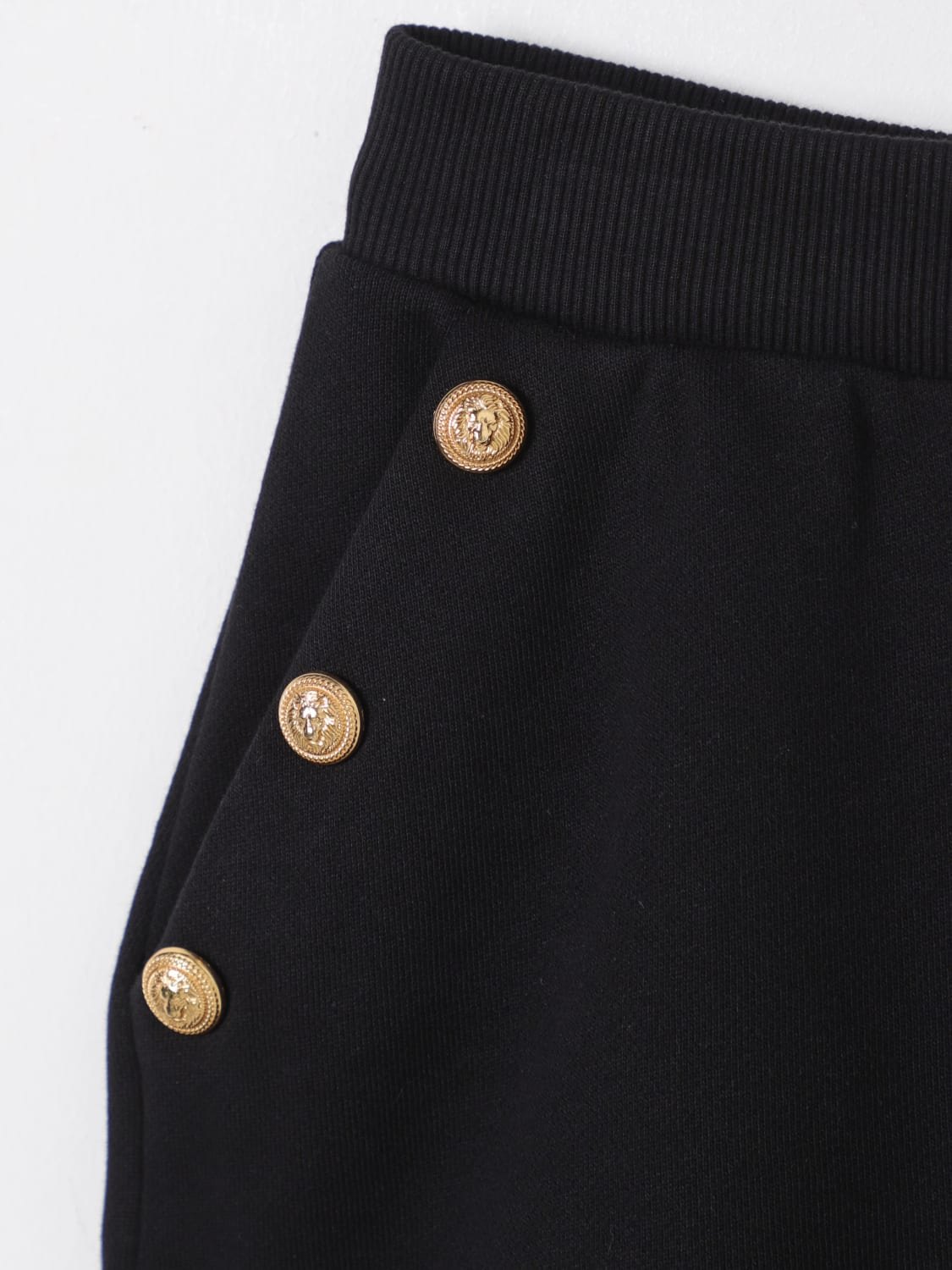 BALMAIN PANTALONCINI: Shorts in cotone con bottoni Leone catena Balmain, Nero - Img 3