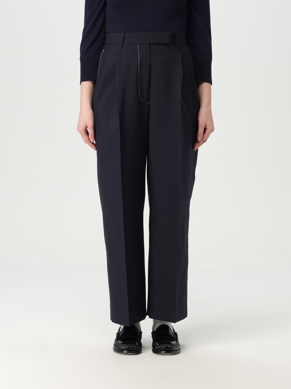 パンツ THOM BROWNE Women Straight Pants FTC503A02872 415 BLUE THOM BROWNE: Pants woman - Navy | Thom Browne pants