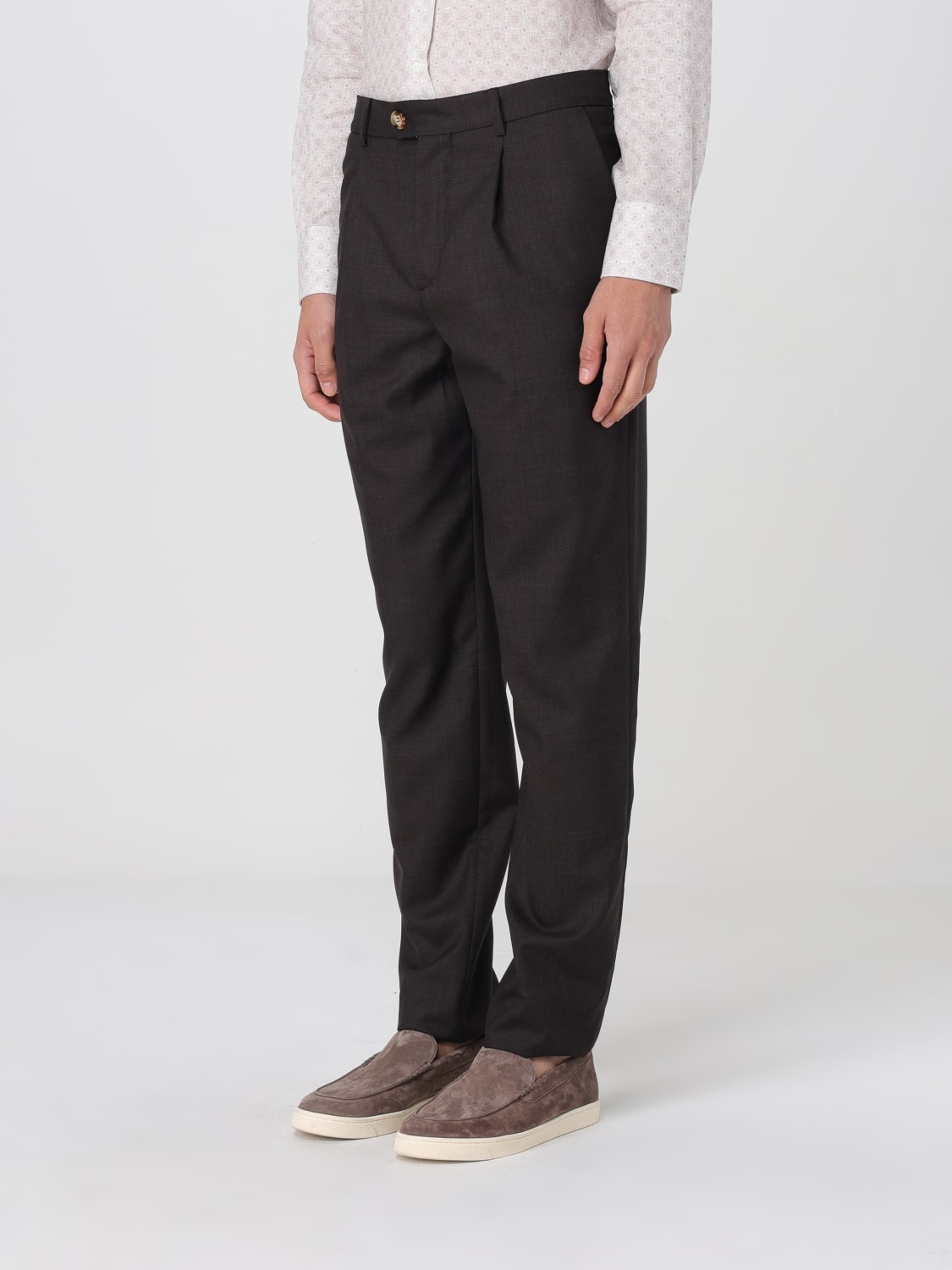 パンツ BRUNELLO CUCINELLI Brunello Cucinelli Trousers Brown Brunello Cucinelli Cropped Suede Trousers | Neiman Marcus