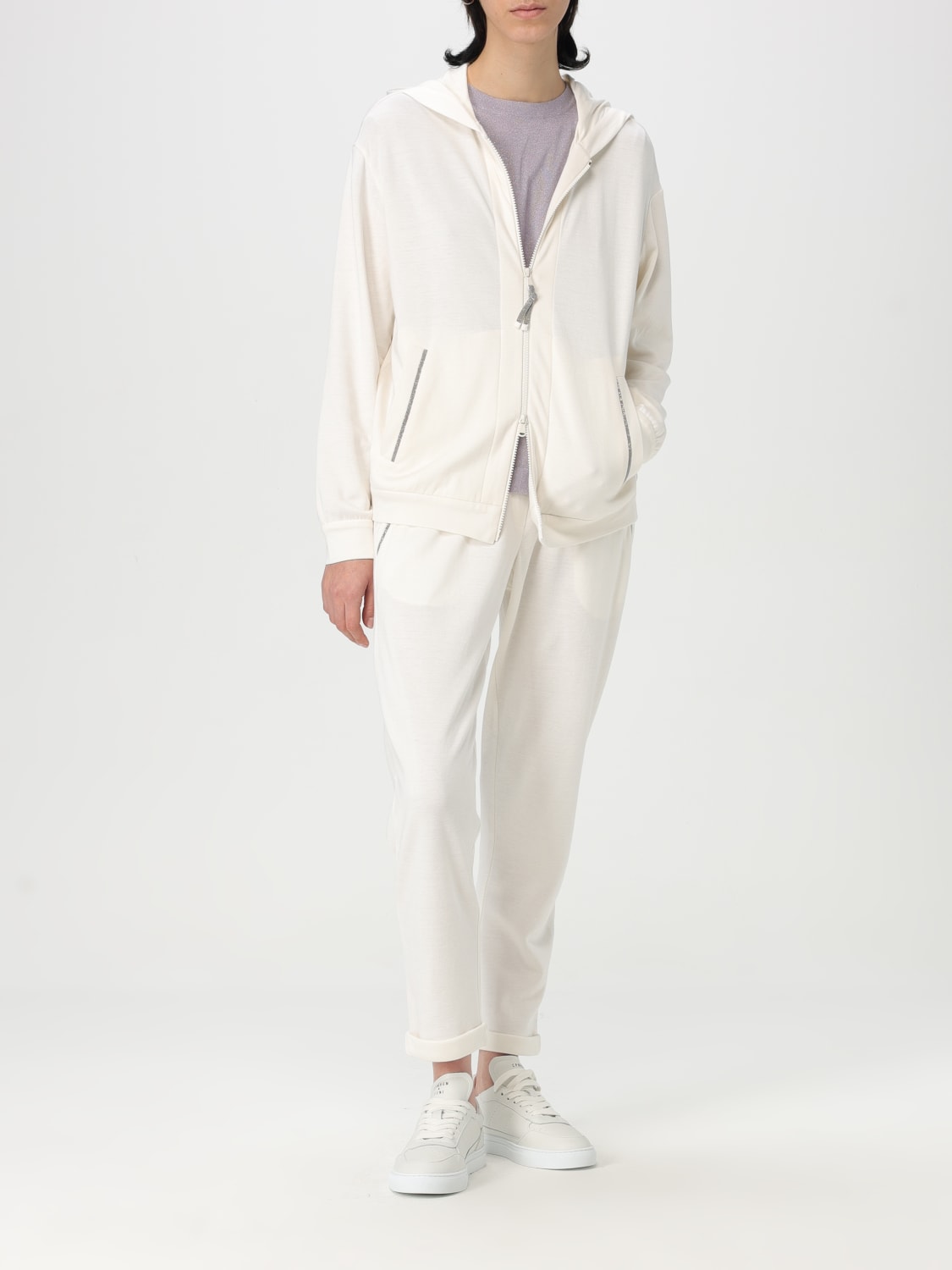 Tシャツ・カットソー BRUNELLO CUCINELLI Women Hoodies MD828SB806C8329 WHITE White Hoodie – Lord & Taylor