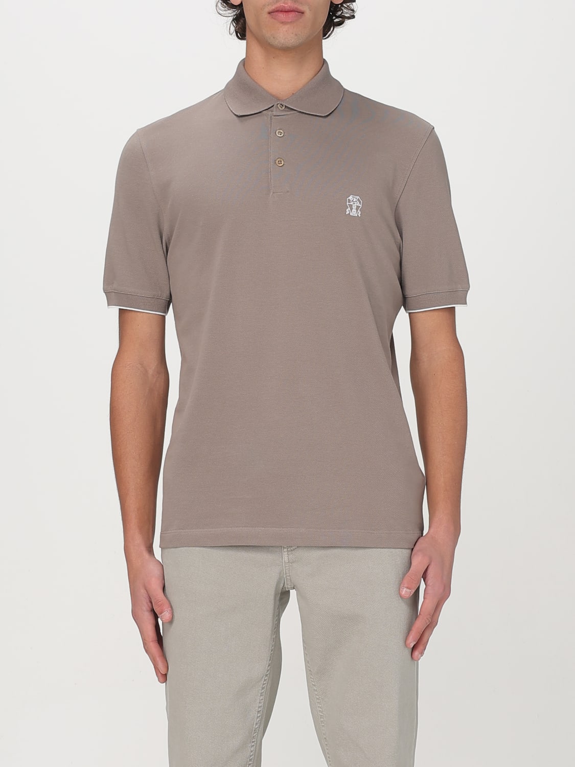 Tシャツ・カットソー BRUNELLO CUCINELLI Logo pique polo shirt (ME8548788 CHF08) Piqué polo shirt for Man in Black | Brunello Cucinelli