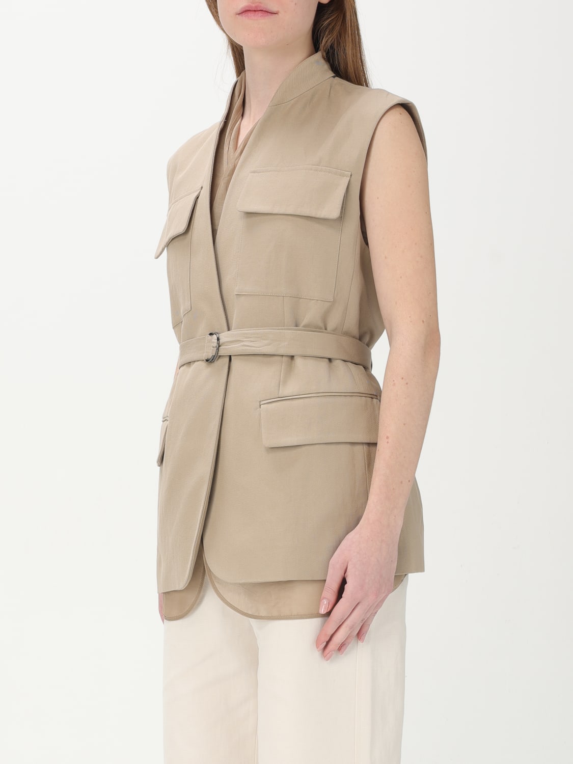 アウターその他 BRUNELLO CUCINELLI Woman Waistcoat Beige ML1457345 C2910 BRUNELLO CUCINELLI: Jacket woman - Beige | Brunello