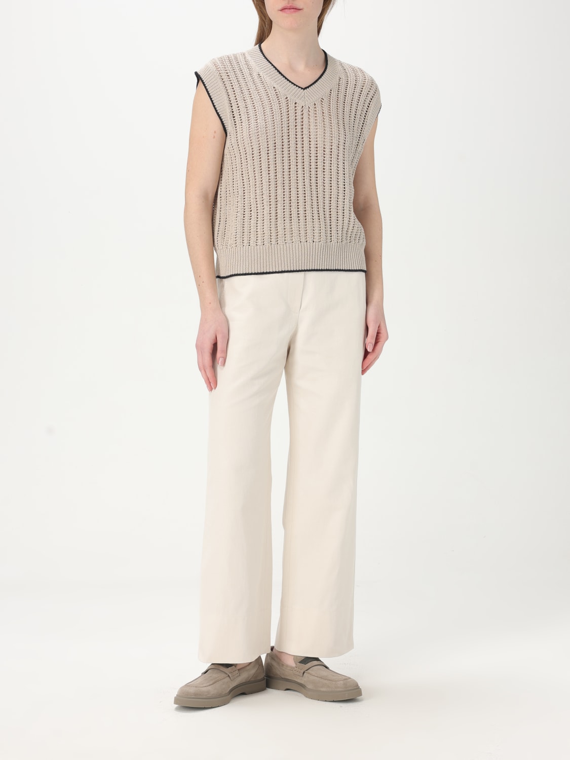 パンツ BRUNELLO CUCINELLI Women Straight Pants ML145P8833CO C9002 W BRUNELLO CUCINELLI: Pants woman - White | Brunello Cucinelli