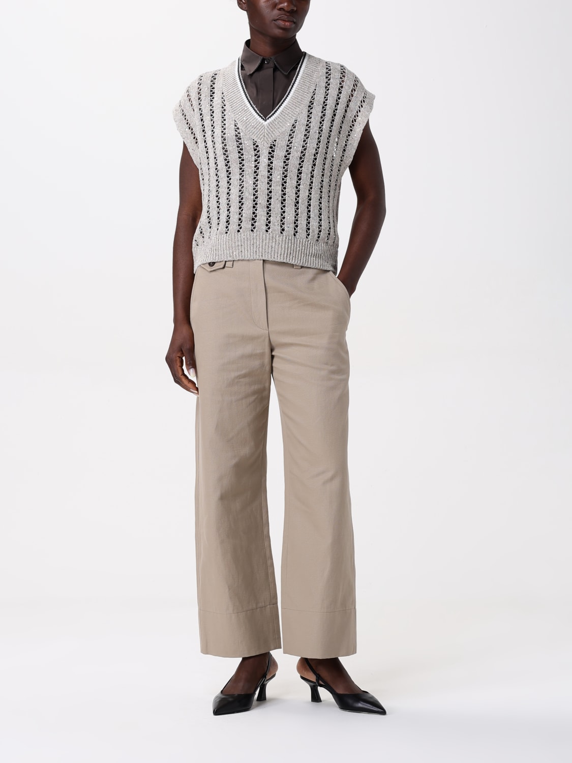 パンツ BRUNELLO CUCINELLI Women Straight Pants ML145P8833 C2910 Bei BRUNELLO CUCINELLI: Pants woman - Sand | Brunello Cucinelli
