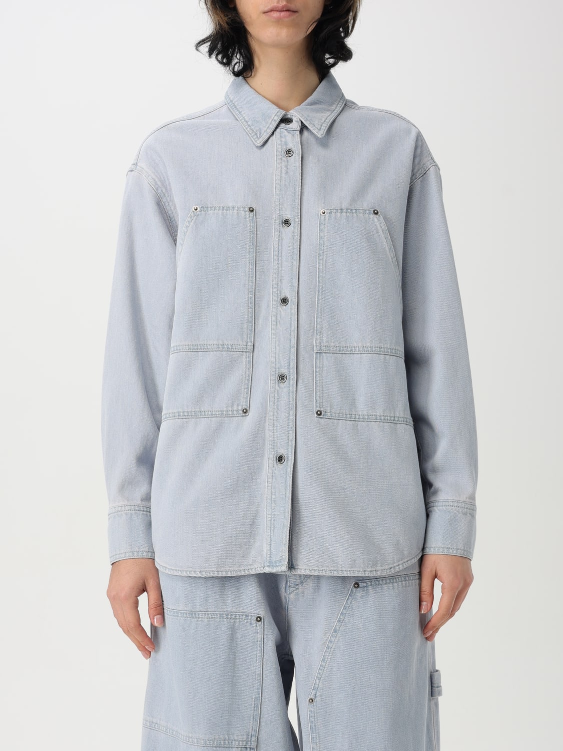 ISABEL MARANT ETOILE CAMICIA: Overshirt Isabel Marant Etoile in denim , Azzurro - Img 1