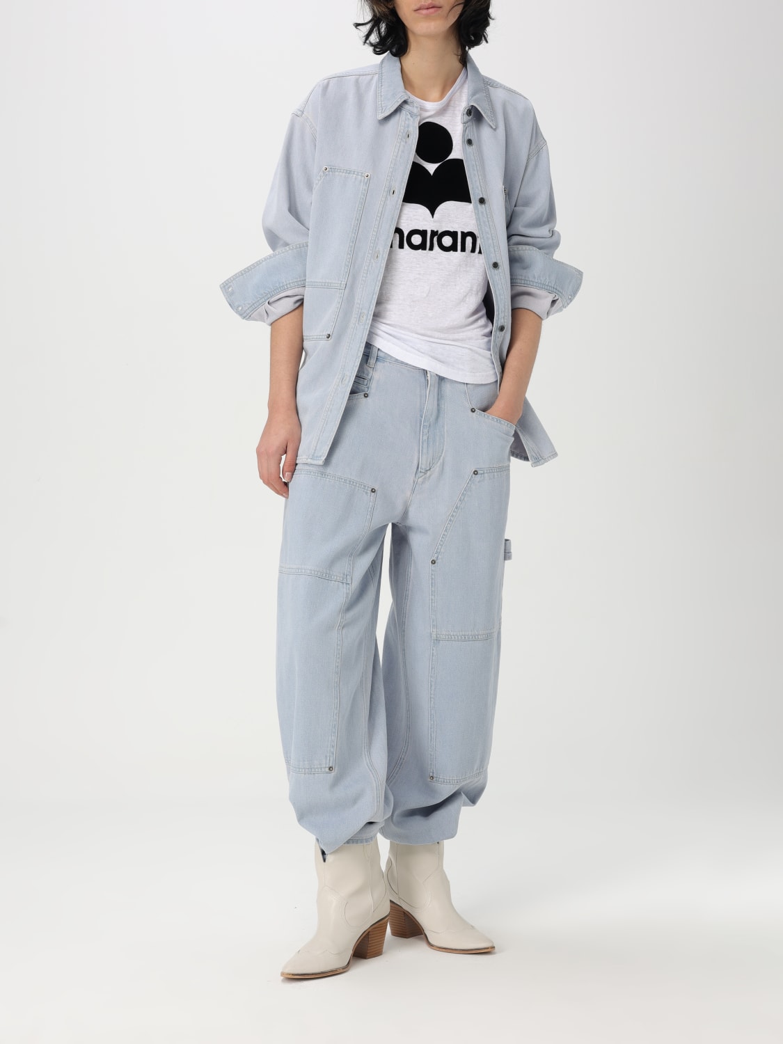 ISABEL MARANT ETOILE CAMICIA: Overshirt Isabel Marant Etoile in denim , Azzurro - Img 2