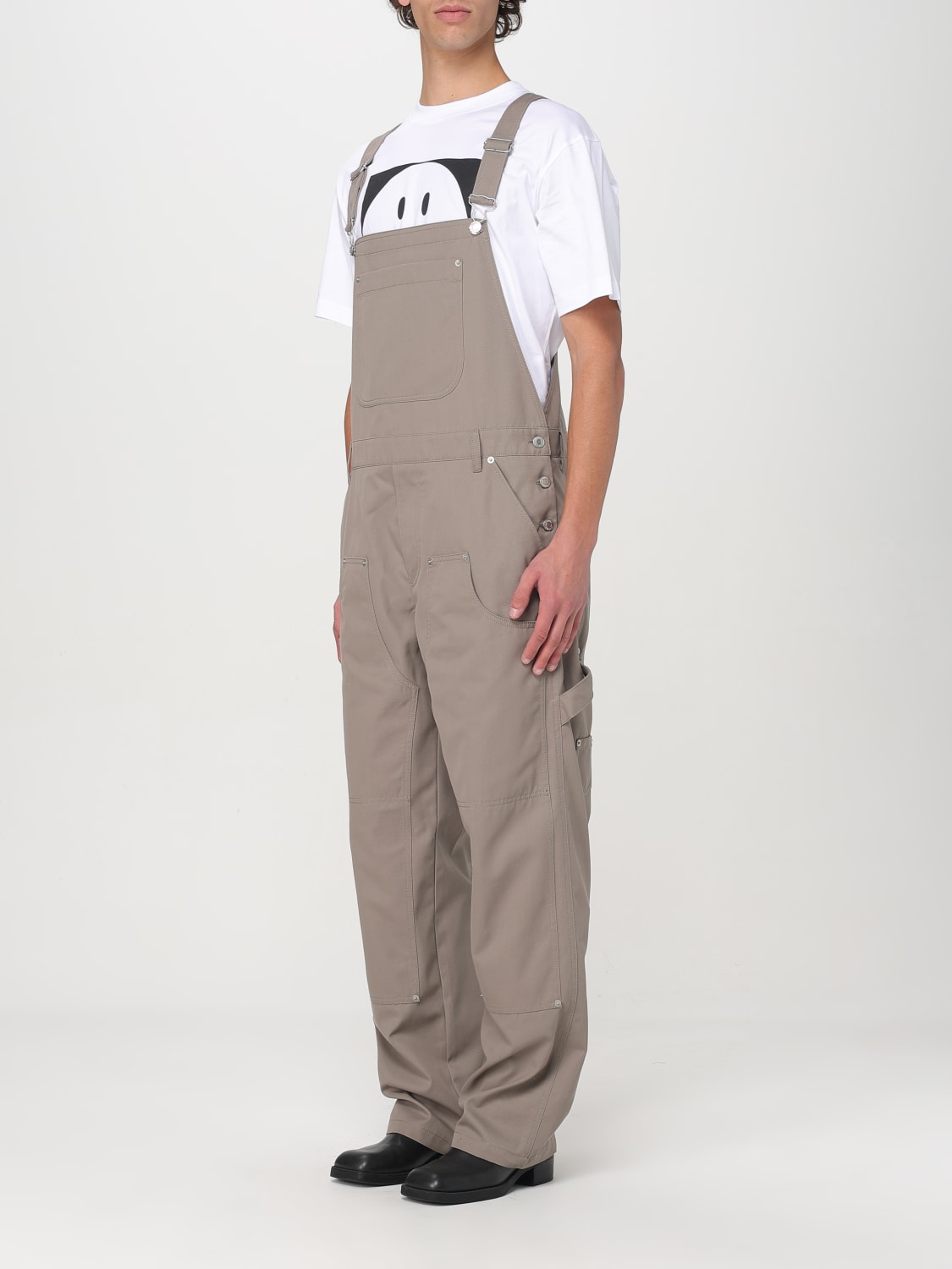 MOSCHINO COUTURE SWEAT: Moschino Couture cotton blend overalls, Beige - Img 4