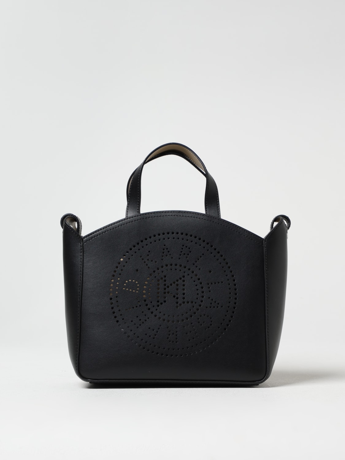 KARL LAGERFELD BORSA A MANO: Borsa Karl Lagerfeld in pelle con logo traforato , Nero - Img 1