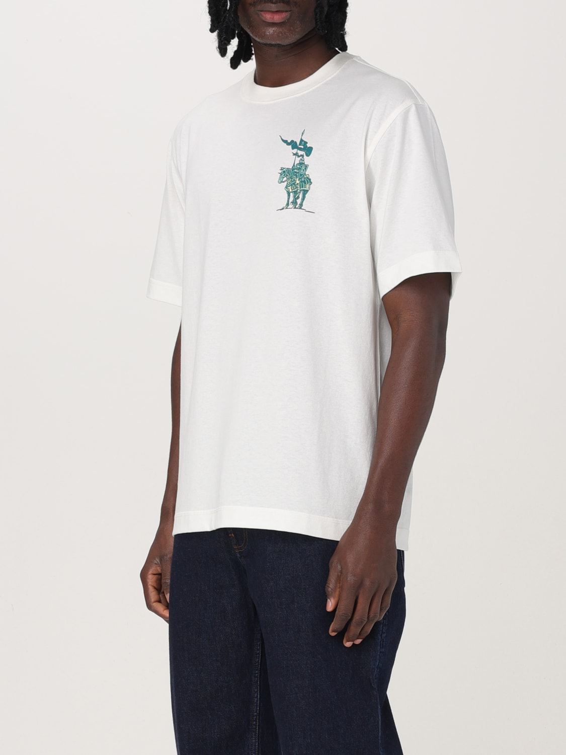 Tシャツ・カットソー Burberry T-SHIRT CAVALIERE CON BANDIERA 8102451 BURBERRY: T-shirt men - White | Burberry t-shirt 8102451