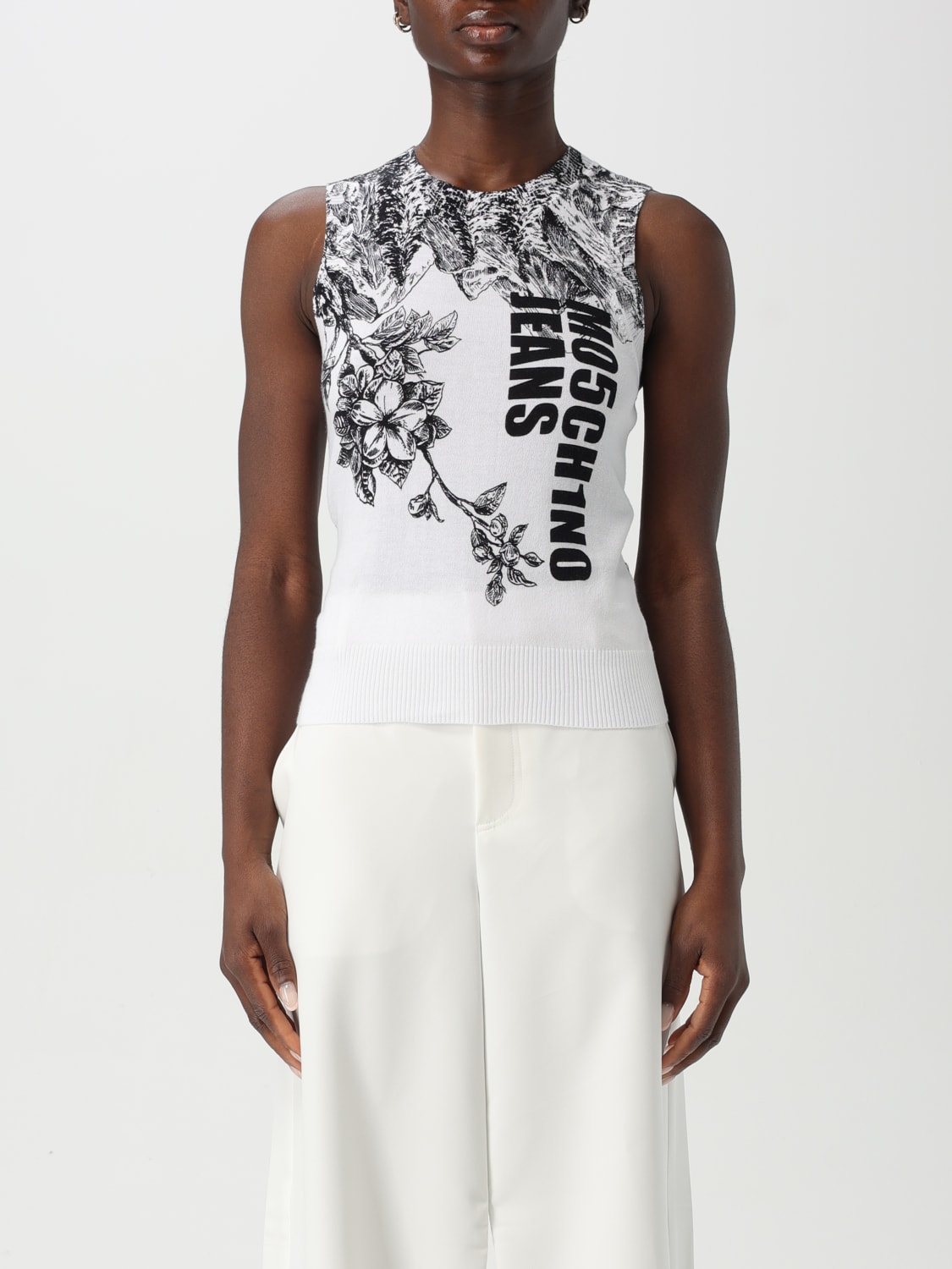 アウターその他 MOSCHINO JEANS Woman Waistcoat White 08813200 1002 MOSCHINO JEANS: Waistcoat woman - White | Moschino Jeans top