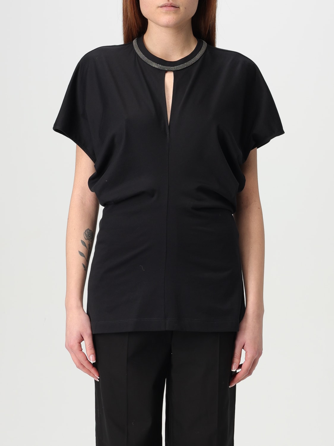 BRUNELLO CUCINELLI: T-shirt woman - Black | Brunello