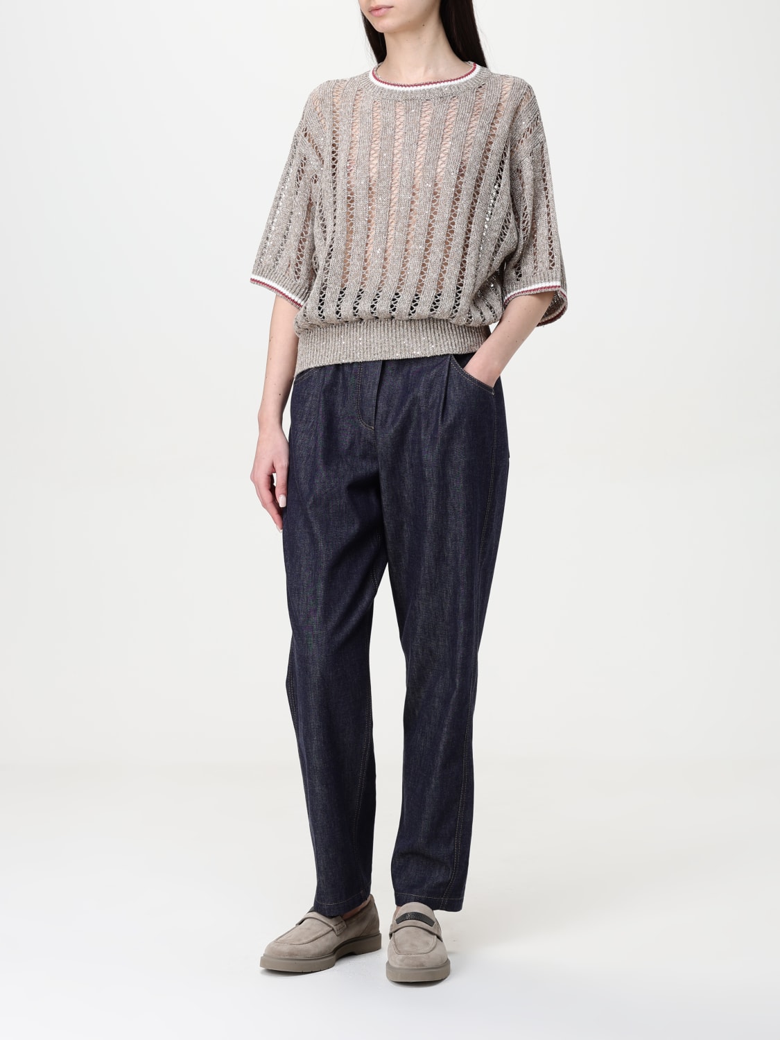 デニム・ジーパン BRUNELLO CUCINELLI Woman Jeans Blue MA782P5567 C001 BRUNELLO CUCINELLI: Jeans woman - Blue | Brunello Cucinelli