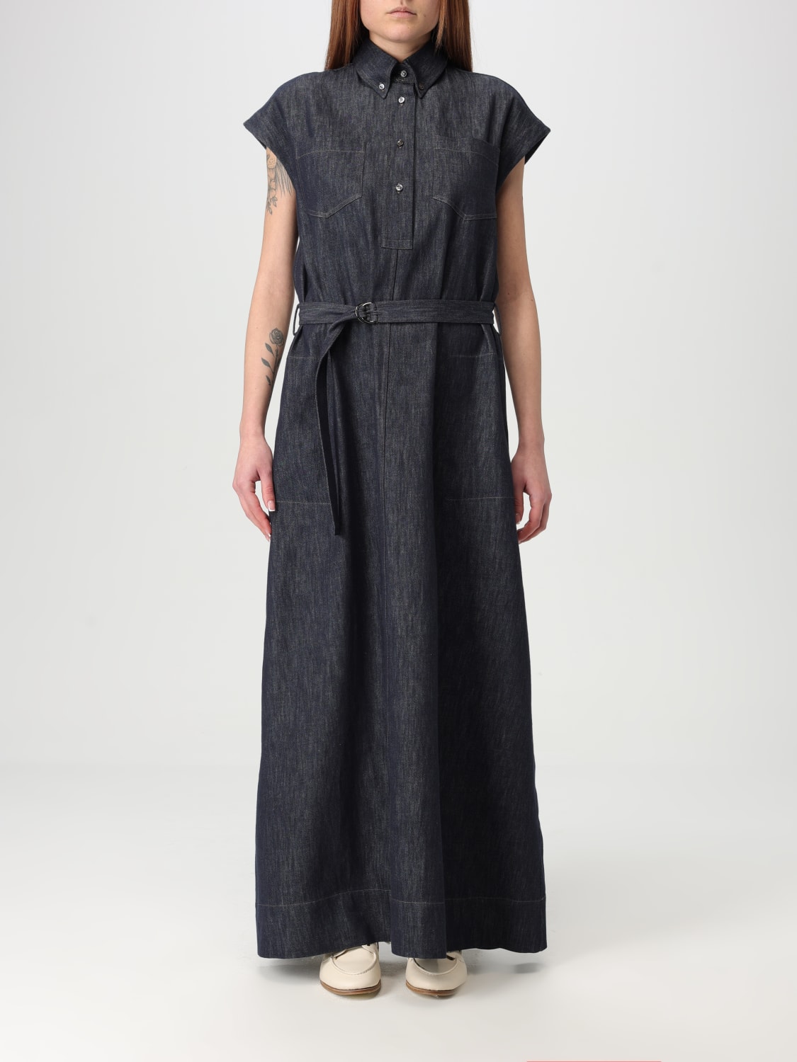 BRUNELLO CUCINELLI: Dress woman - Blue | Brunello Cucinelli
