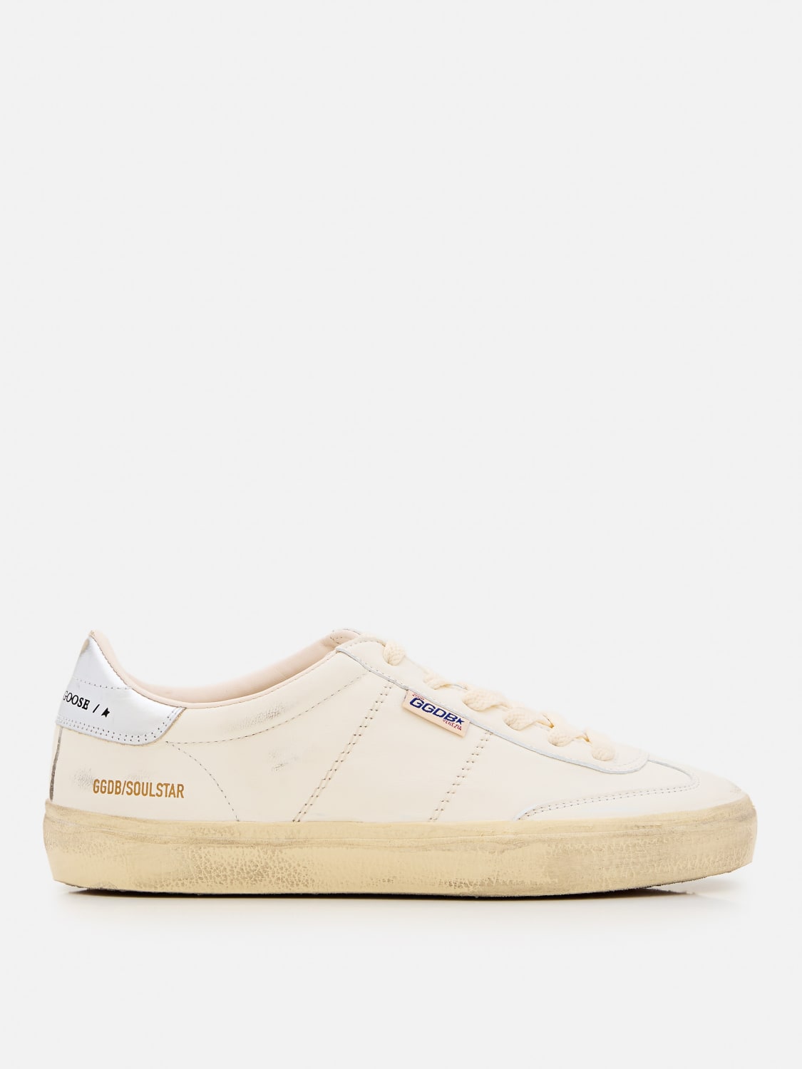 スニーカー GOLDEN  Women Sneakers GWF00464 F005053 80185 WHITE Soul Star in white nappa with metallic silver leather heel tab
