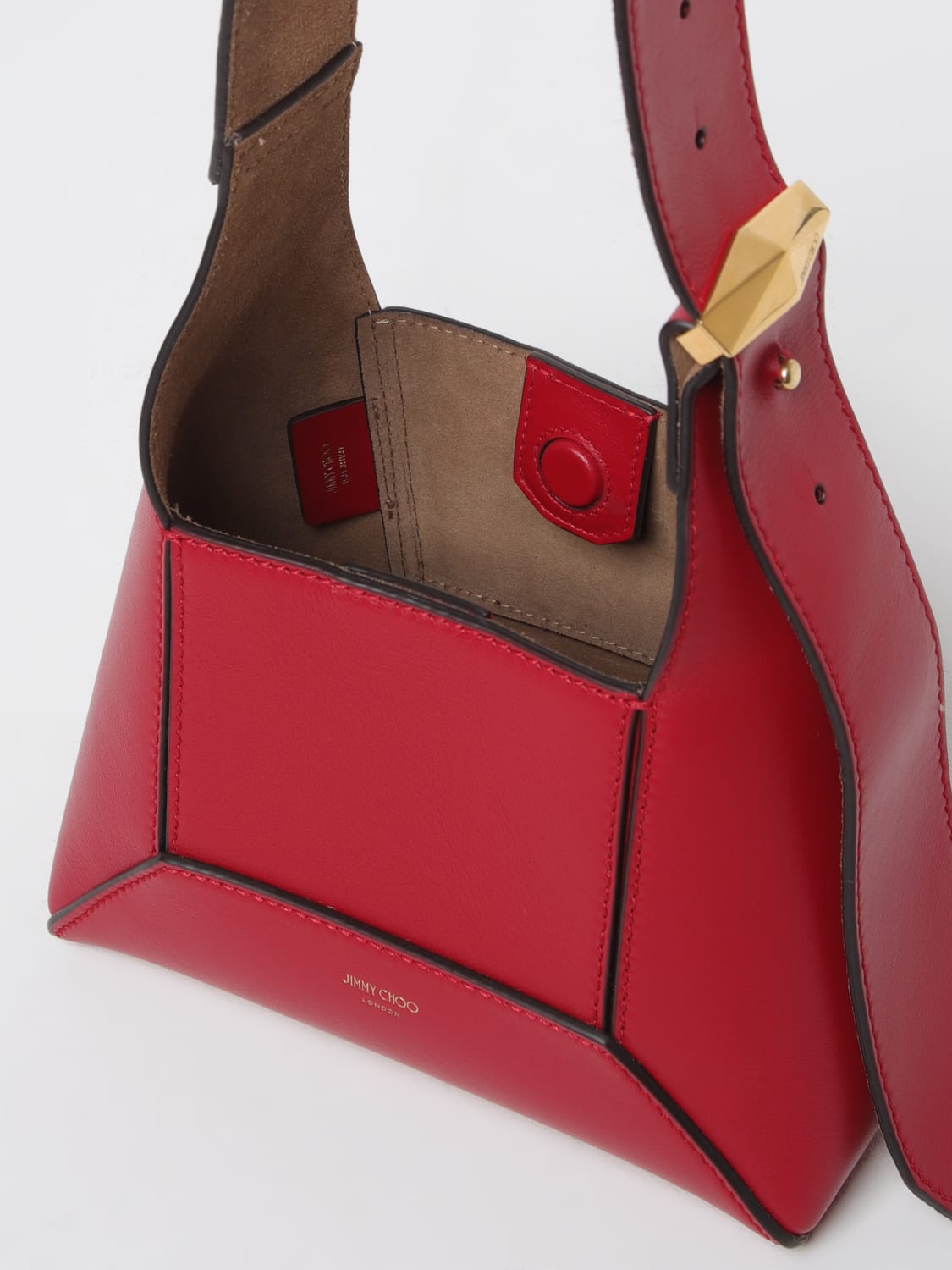 JIMMY CHOO BORSA MINI: Borsa Diamond Jimmy Choo in pelle , Rosso - Img 4