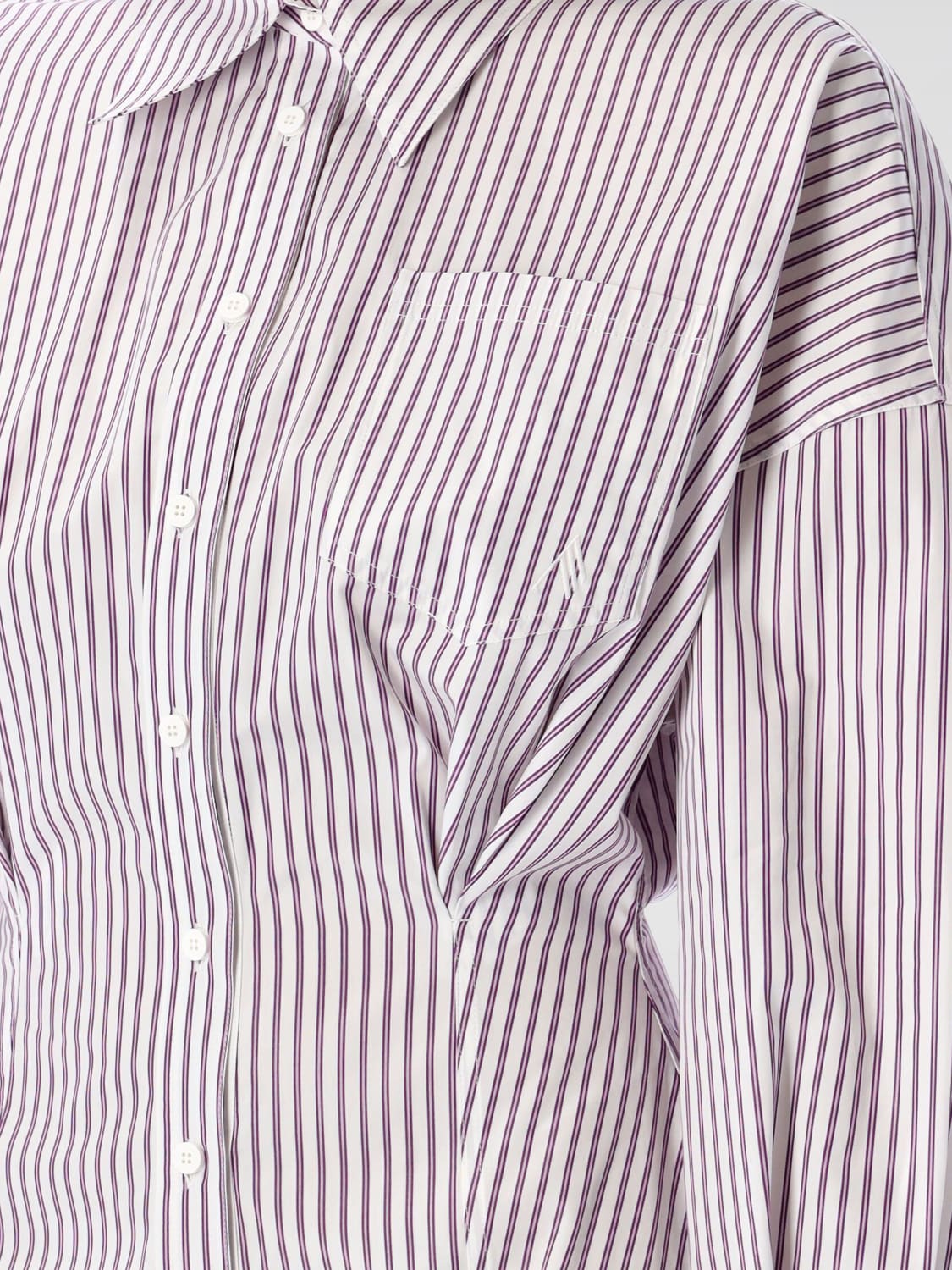 THE ATTICO ABITO: Abito chemisier The Attico in cotone a righe , Viola - Img 3