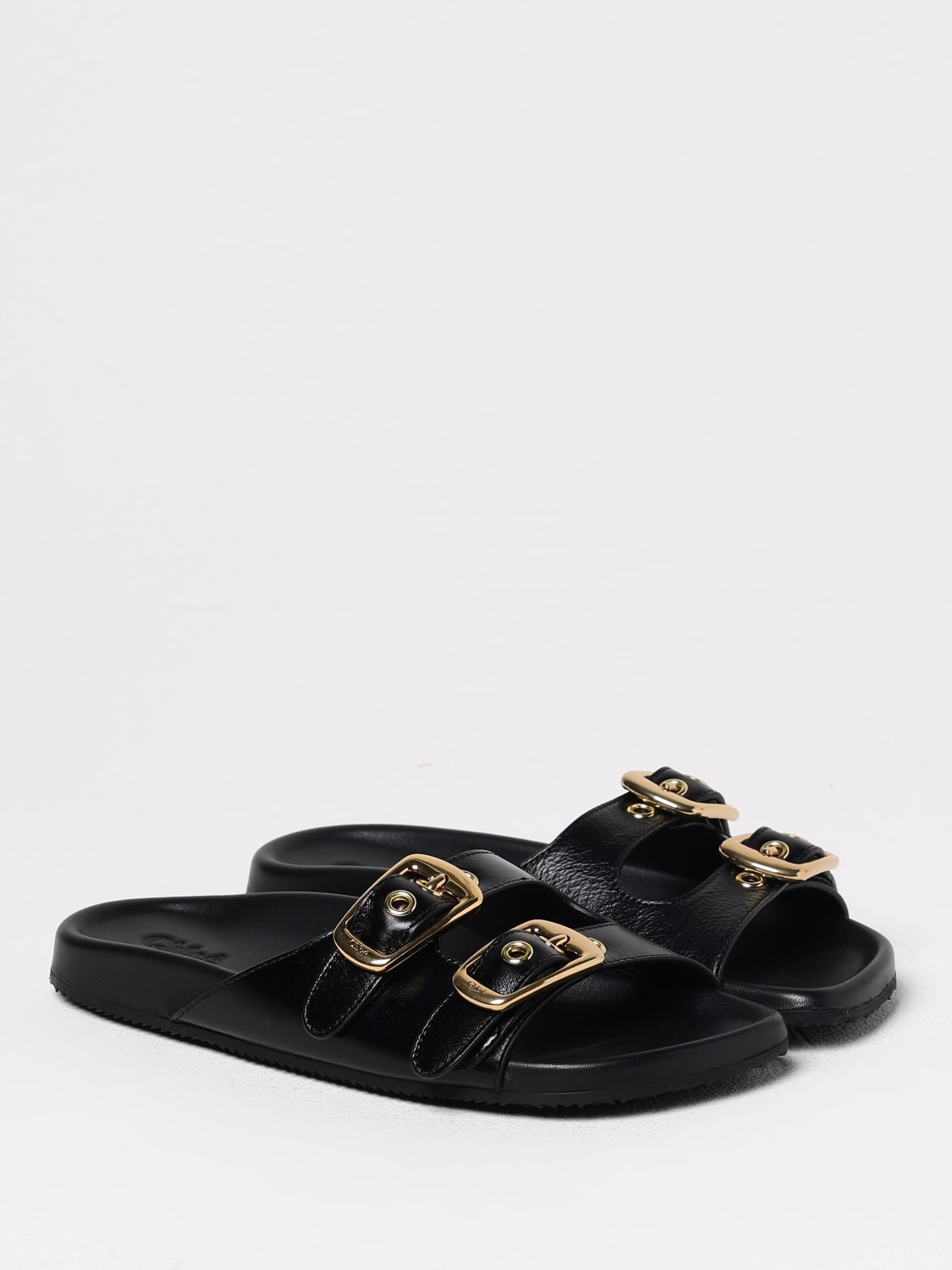 サンダル・ミュール CHLOE Women Sandals CHC25S08NQJ 001 BLACK Chloé Black low heel shoes in leather | TheDoubleF