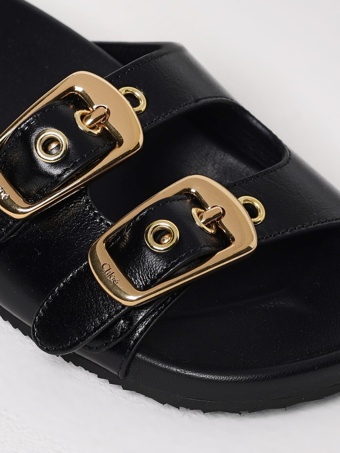 CHLOÉ: Flat sandals woman - Black | Chloé flat sandals