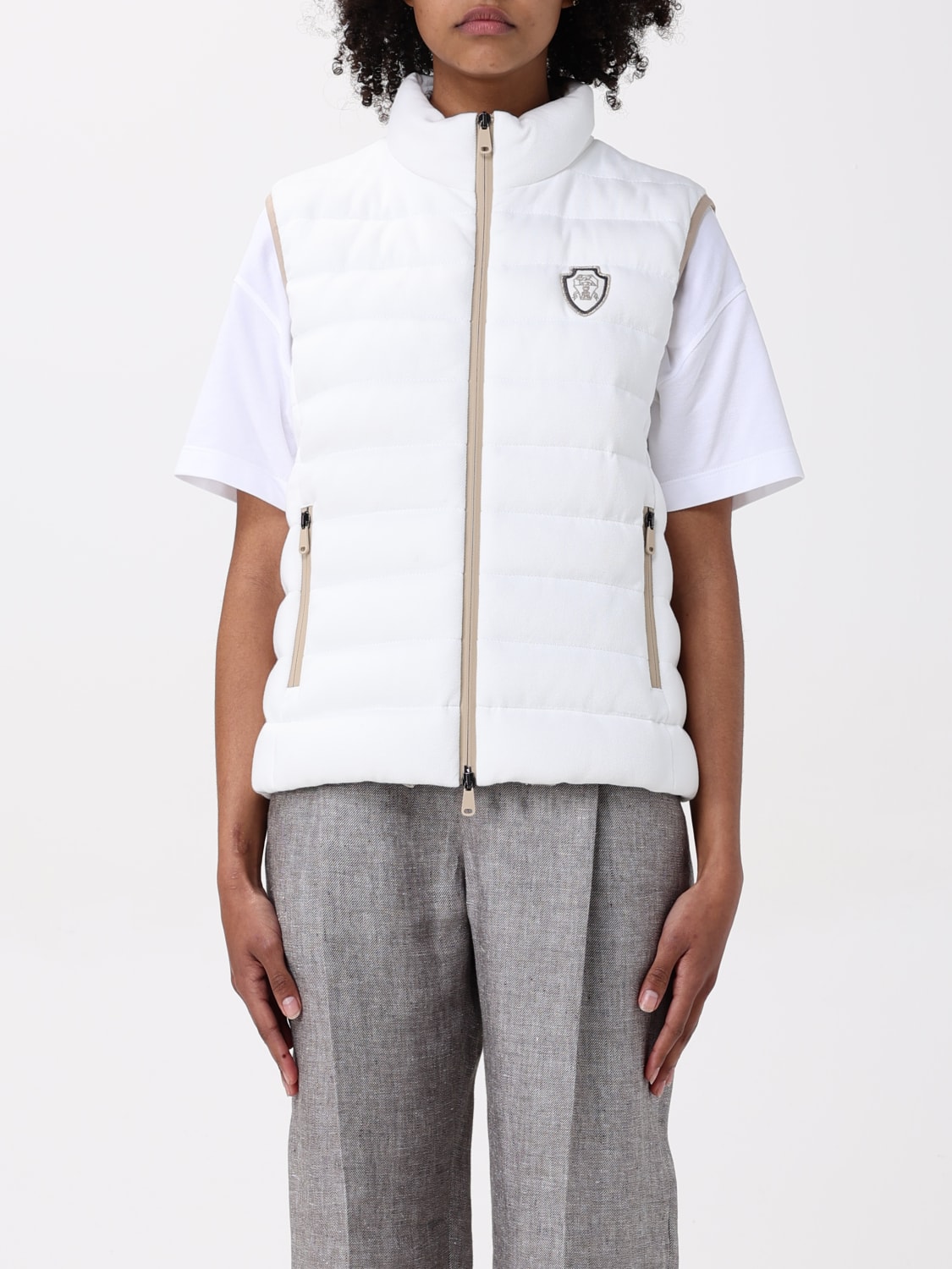 アウターその他 BRUNELLO CUCINELLI Woman Waistcoat White MG9277778 C7220 BRUNELLO CUCINELLI: Waistcoat woman - White | Brunello