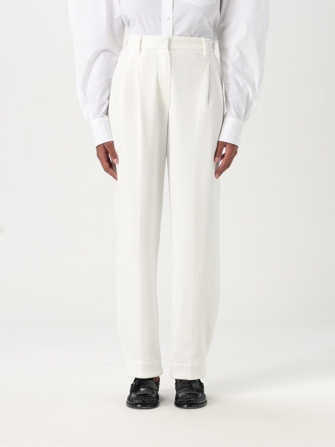 BRUNELLO CUCINELLI PANTALONI: Pantalone classico Brunello Cucinelli in misto cotone , Bianco - Img 1