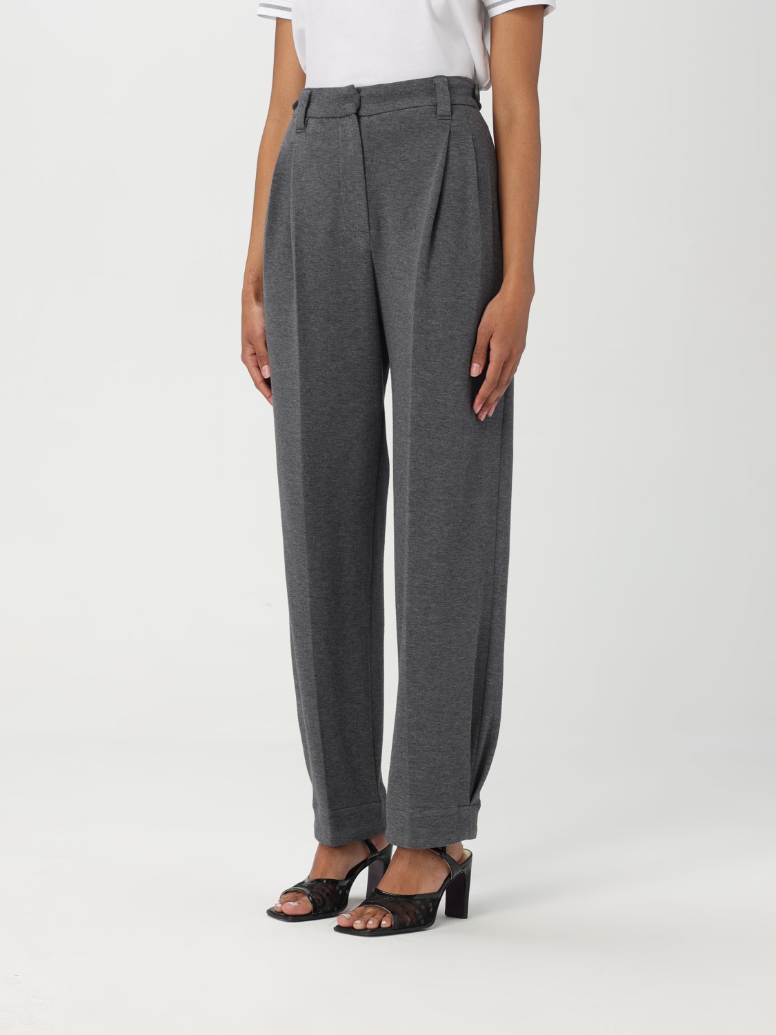 BRUNELLO CUCINELLI PANTALONI: Pantalone classico Brunello Cucinelli in misto cotone , Grigio - Img 4