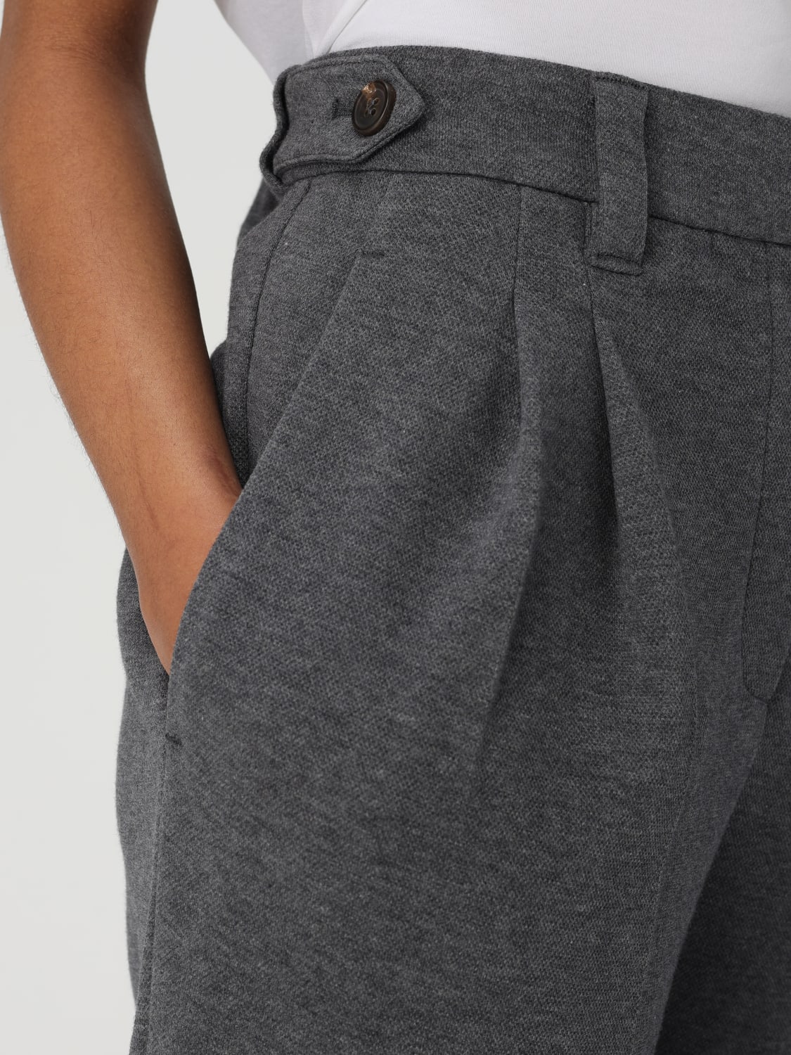 BRUNELLO CUCINELLI PANTALONI: Pantalone classico Brunello Cucinelli in misto cotone , Grigio - Img 5