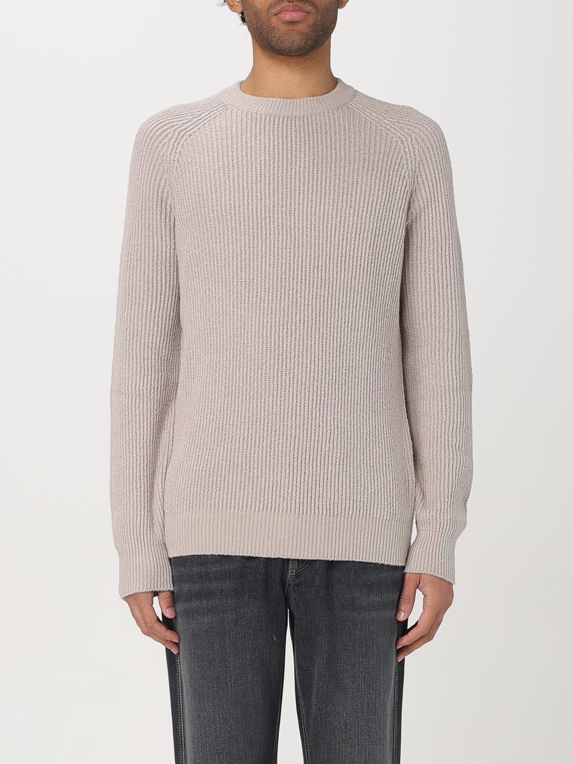 BRUNELLO CUCINELLI MAGLIA: Maglia a girocollo basic in cotone Brunello Cucinelli, Beige - Img 1