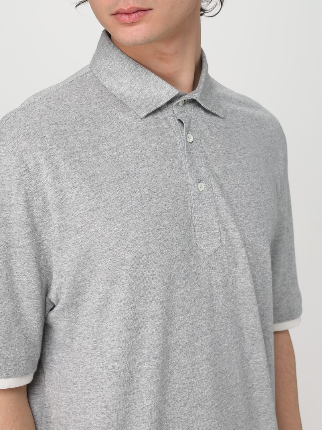 ブルネロクチネリ　半袖ボウタイトップス　　グレー　グレー レディーストップ、Tシャツ、ポロシャツ | Brunello Cucinelli