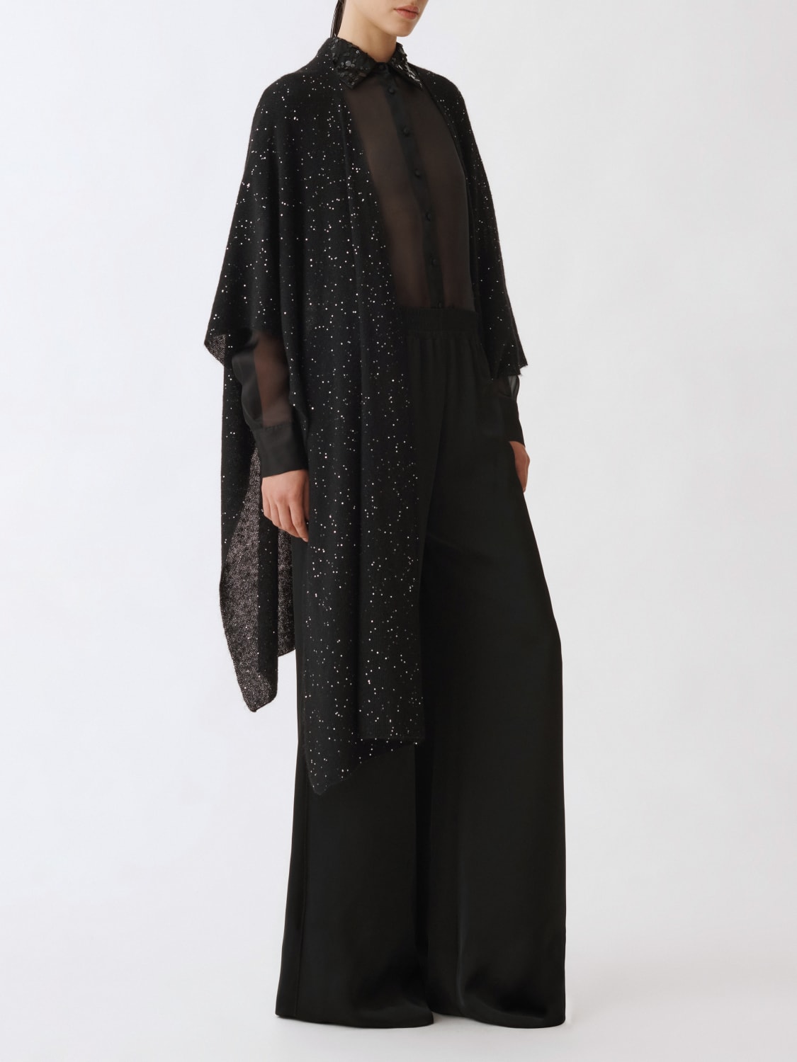 FABIANA FILIPPI SCIARPA: Stola Fabiana Filippi in misto lana lurex , Nero - Img 2