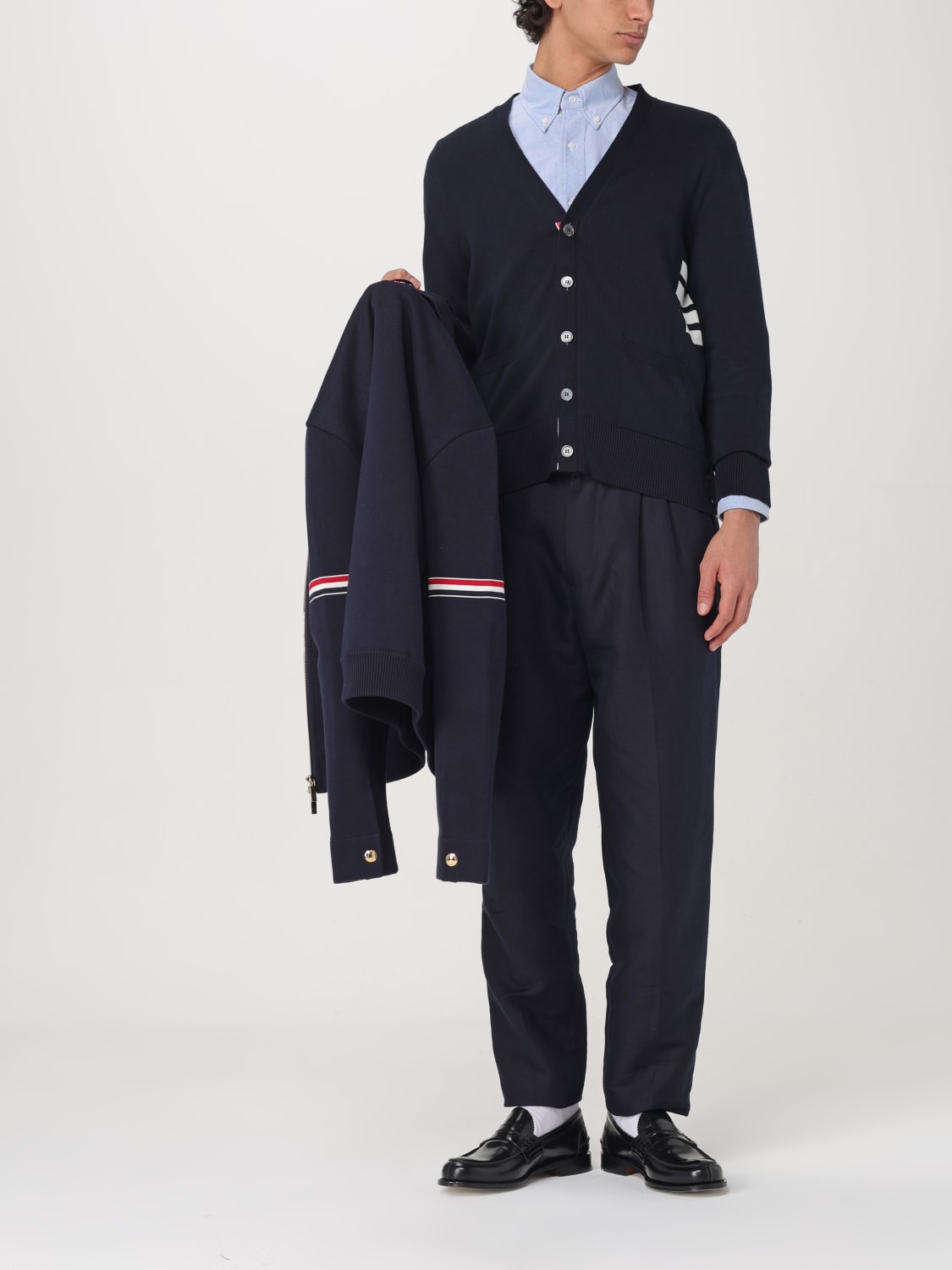 THOM BROWNE SWEATER: Cardigan men Thom Browne, Blue - Img 2