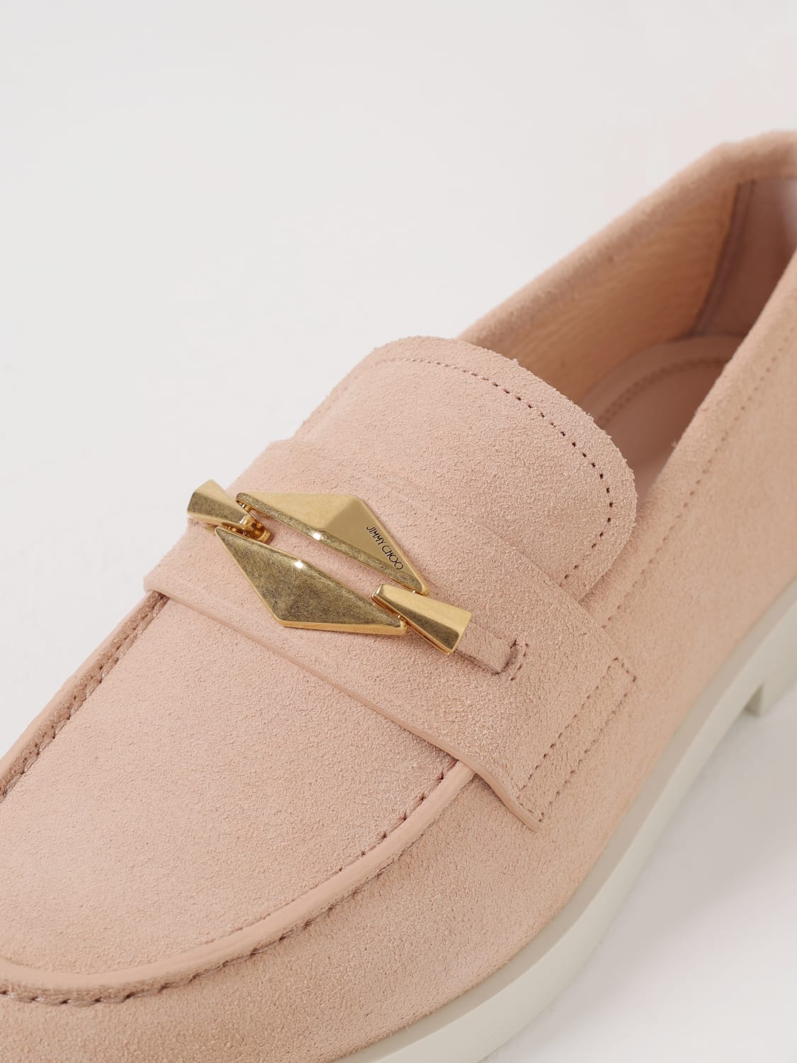 JIMMY CHOO MOCASSINI: Mocassini in pelle scamosciata Maddie Diamond Jimmy Choo, Rosa - Img 4