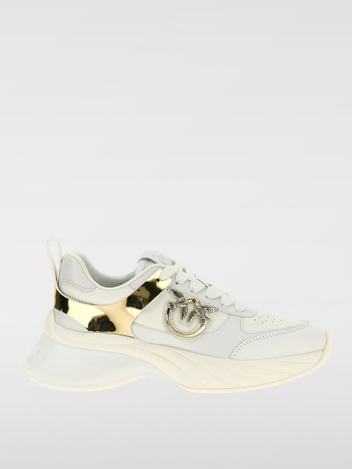 スニーカー PINKO Women Sneakers SS0027P025Z1B White Ariel leather-effect sneakers with mirror detailing