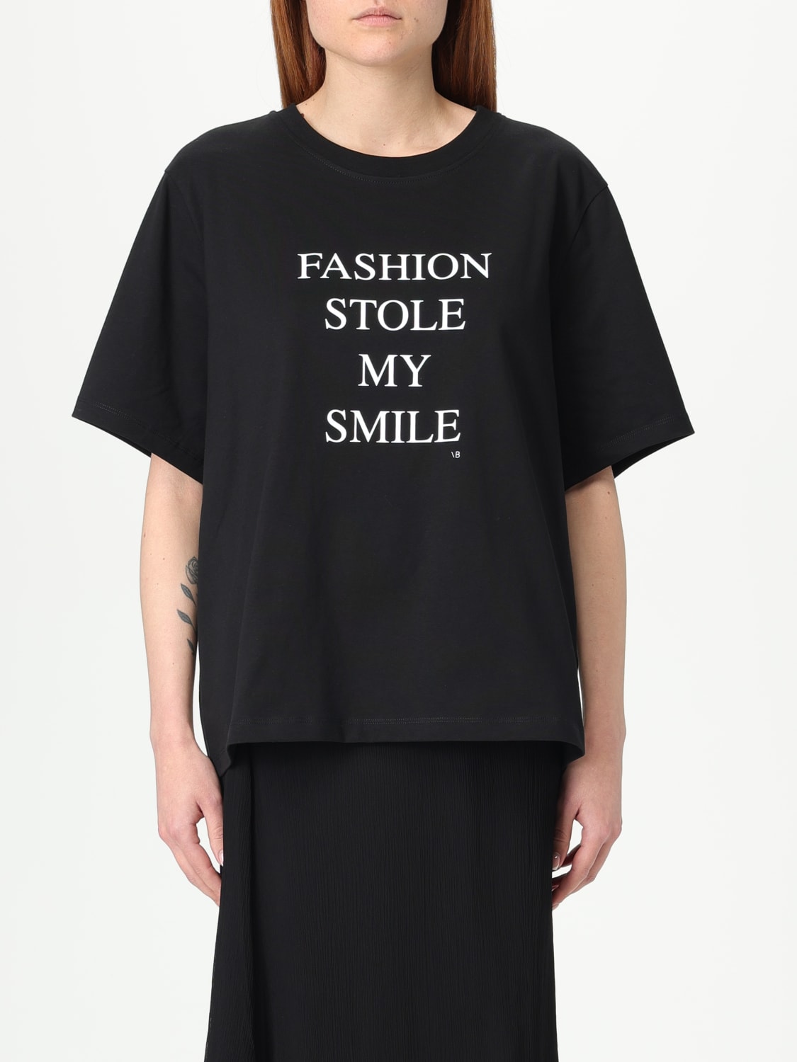Tシャツ・カットソー VICTORIA BECKHAM Woman T-Shirt Black 1322JTS004130A 1 David's Wife' Slogan T-Shirt In White – Victoria Beckham Inc