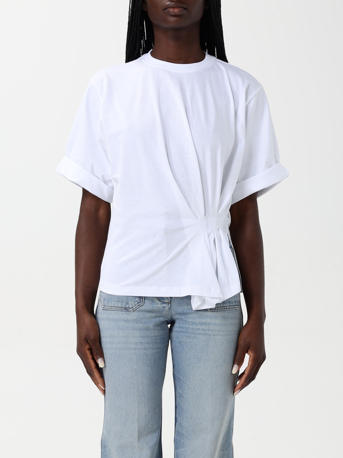 VICTORIA VICTORIA BECKHAM T-SHIRT: T-shirt drappeggiata Victoria Victoria Beckham, Bianco - Img 1