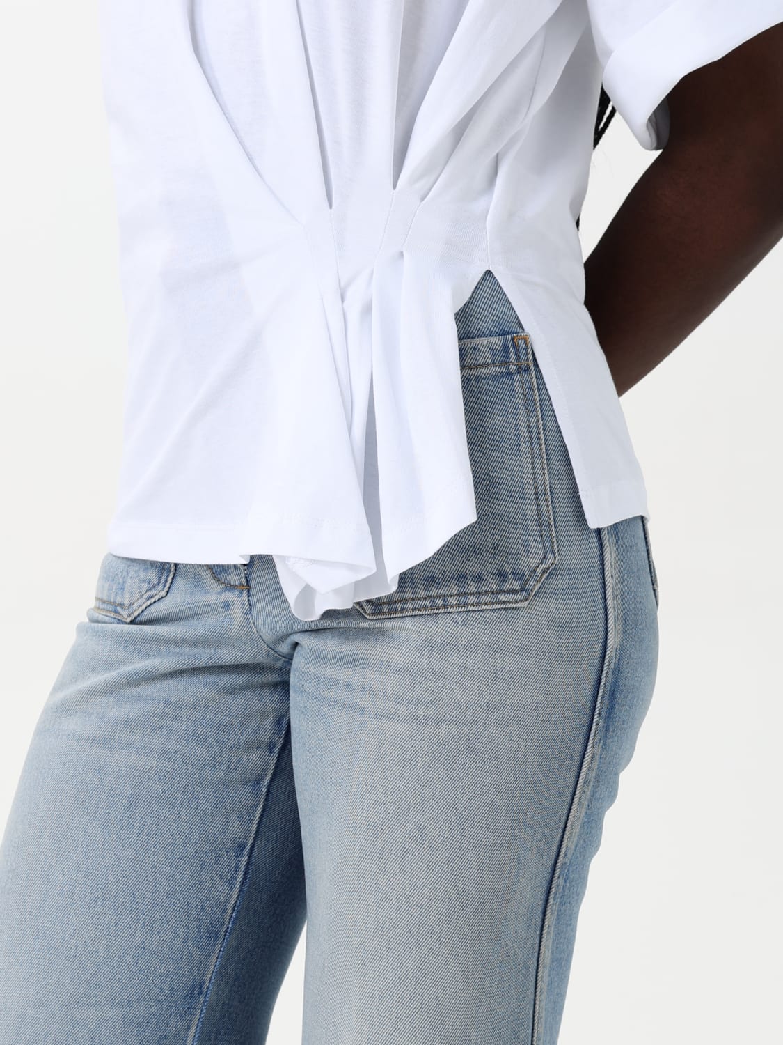 VICTORIA VICTORIA BECKHAM T-SHIRT: T-shirt drappeggiata Victoria Victoria Beckham, Bianco - Img 5